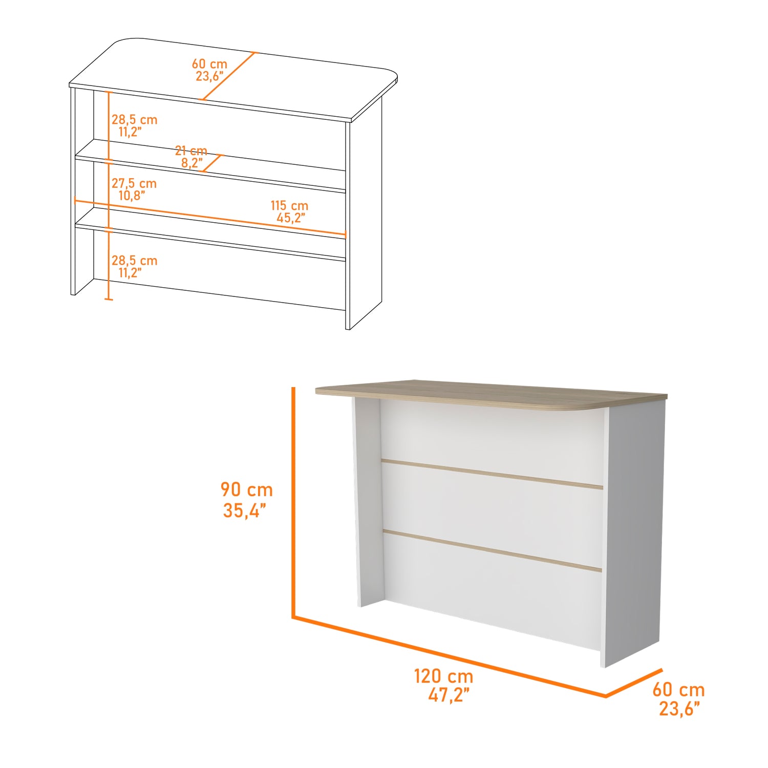 MUEBLE COCINA FMFURNITURE ISLA 120X60X90 CM FM-003C CAFE CLARO - 5