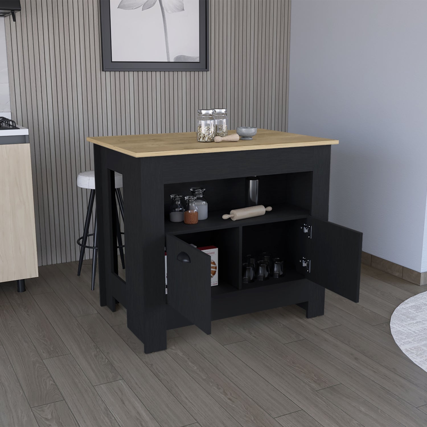 MUEBLE COCINA FMFURNITURE ISLA 2 PUERTAS FM-005N NEGRO - 5