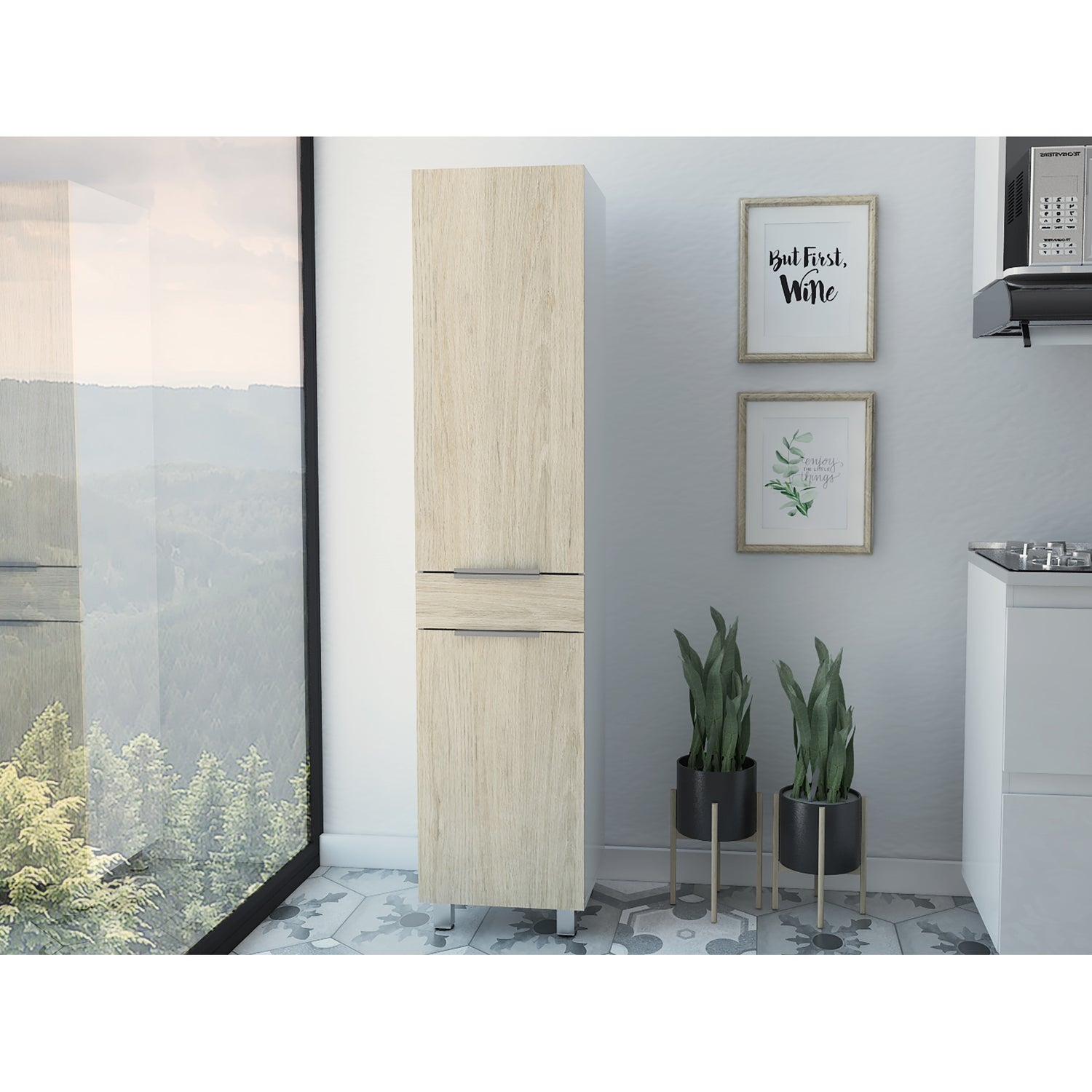 ALACENA FMFURNITURE MUEBLE 2 PUERTAS 1 CAJON FM-011C CAFÉ CLARO - 5