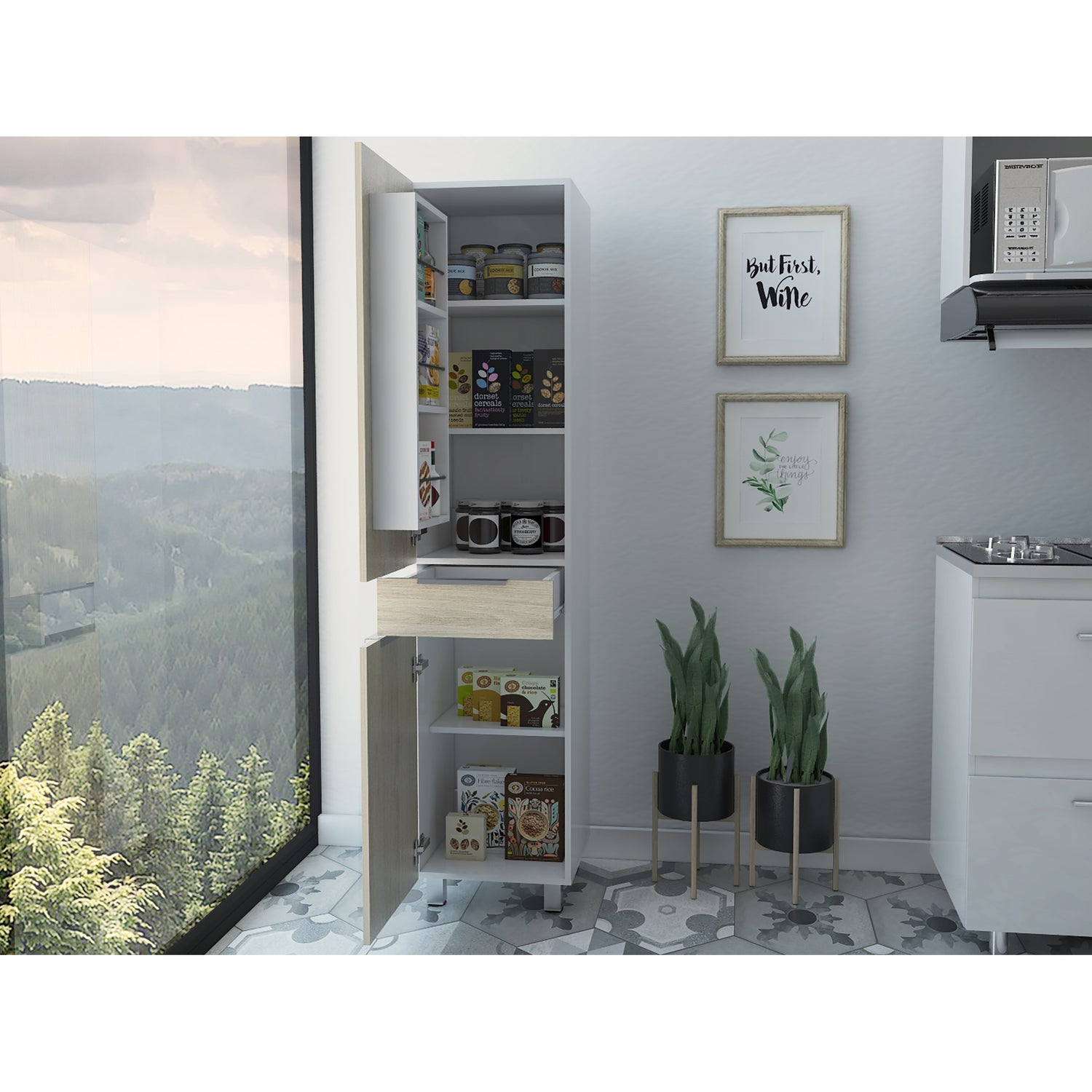 ALACENA FMFURNITURE MUEBLE 2 PUERTAS 1 CAJON FM-011C CAFÉ CLARO - 6