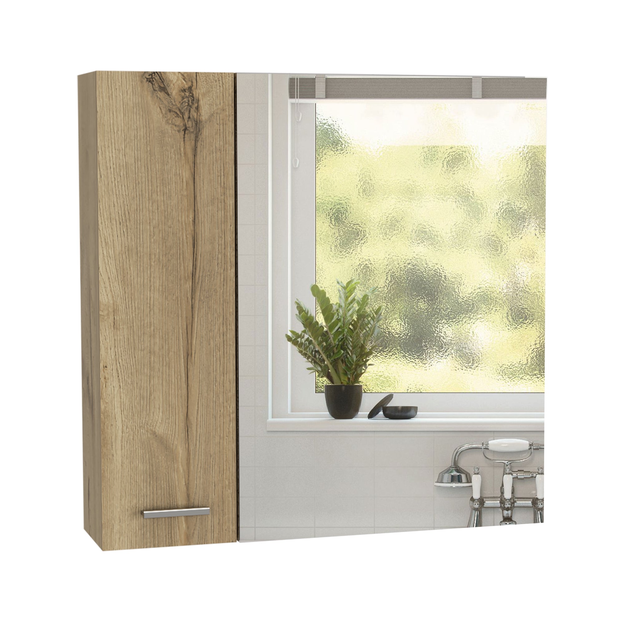 MUEBLE BAÑO FMFURNITURE BOTIQUIN CON ESPEJO 2 PUERTAS FM 015C CAFÉ CLARO - 2