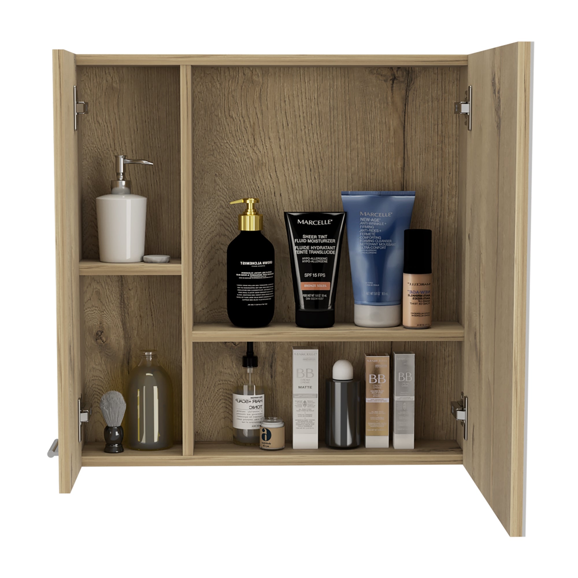 MUEBLE BAÑO FMFURNITURE BOTIQUIN CON ESPEJO 2 PUERTAS FM 015C CAFÉ CLARO - 3