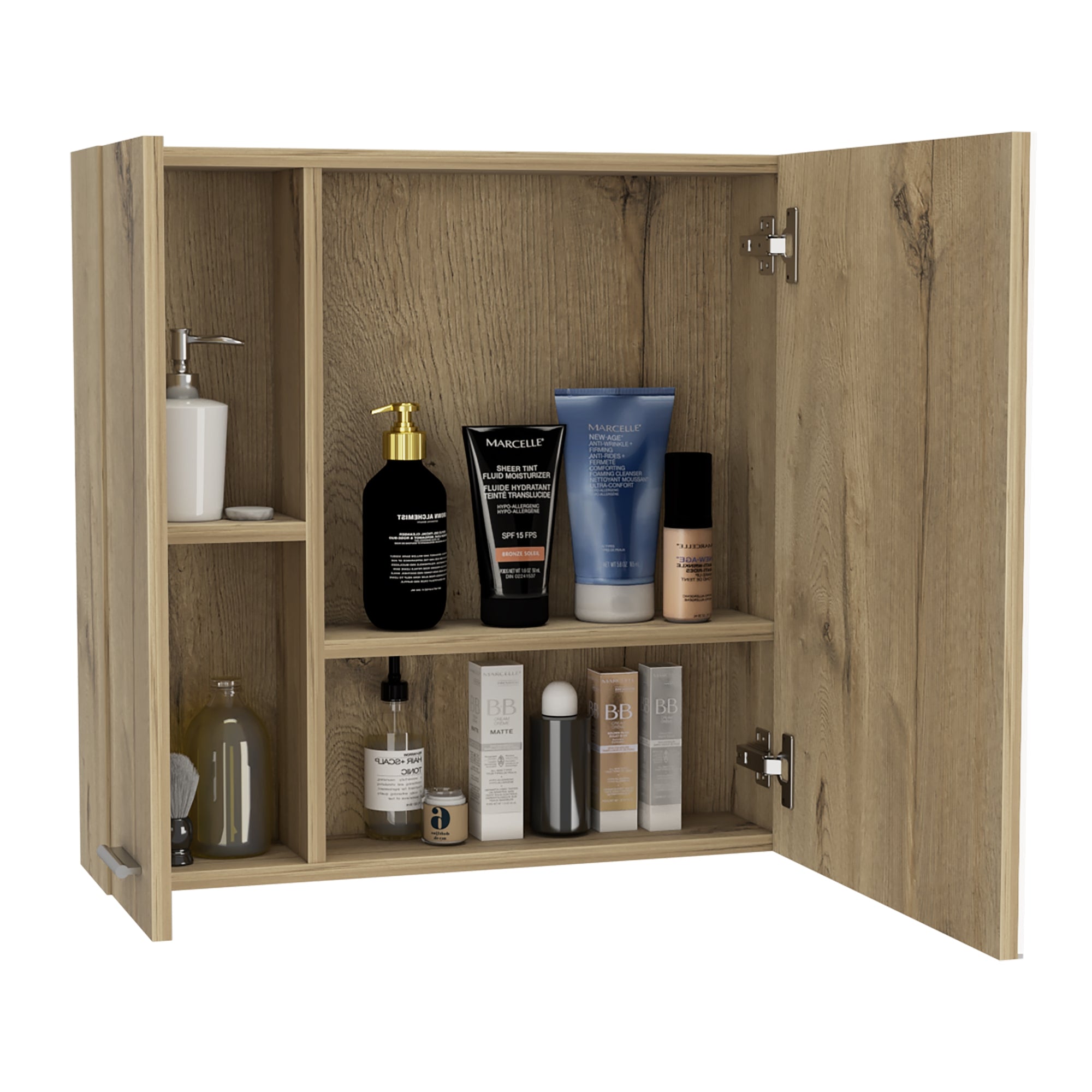 MUEBLE BAÑO FMFURNITURE BOTIQUIN CON ESPEJO 2 PUERTAS FM 015C CAFÉ CLARO - 4