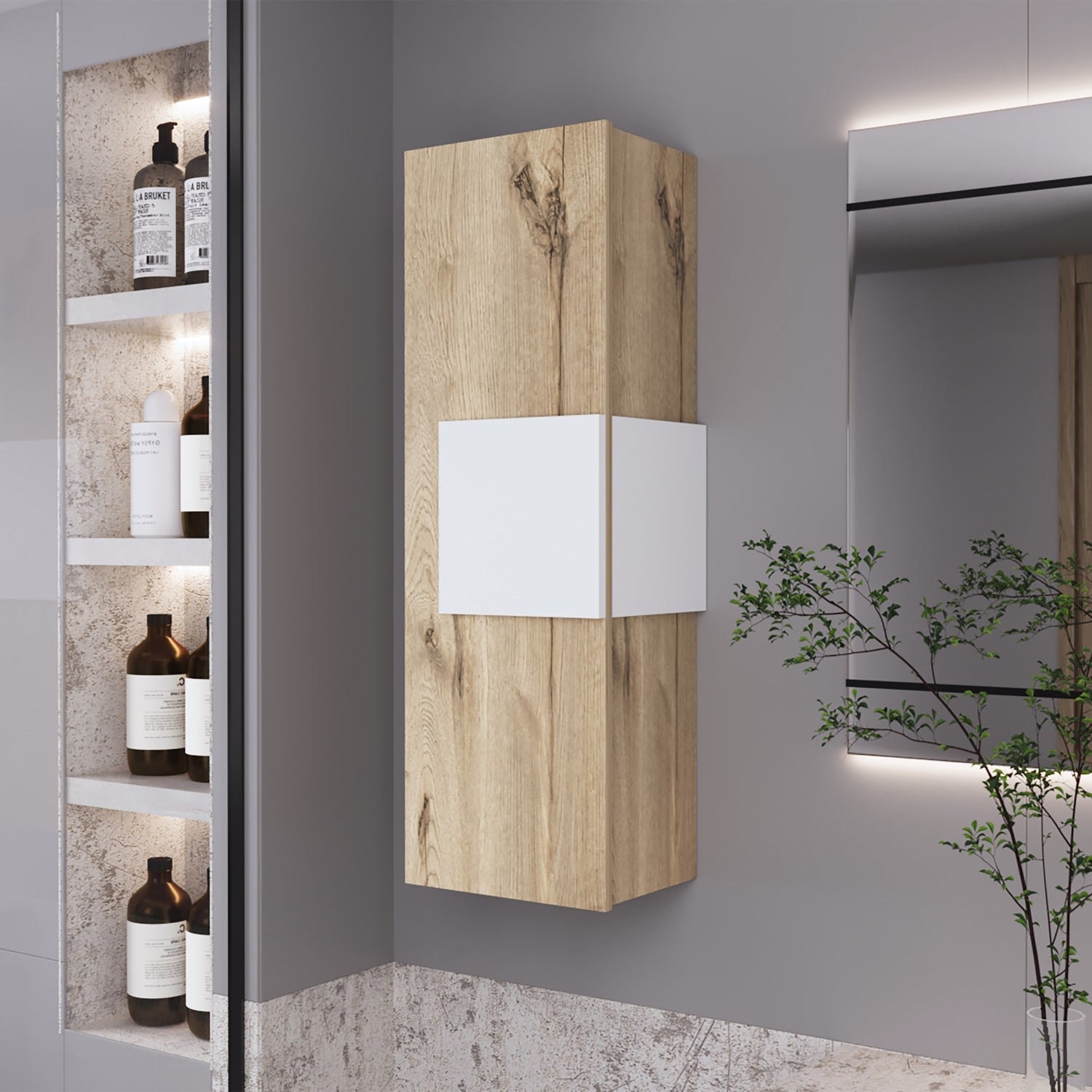 MUEBLE BAÑO FMFURNITURE OPTIMIZADOR FM 009C CAFE CLARO - 5