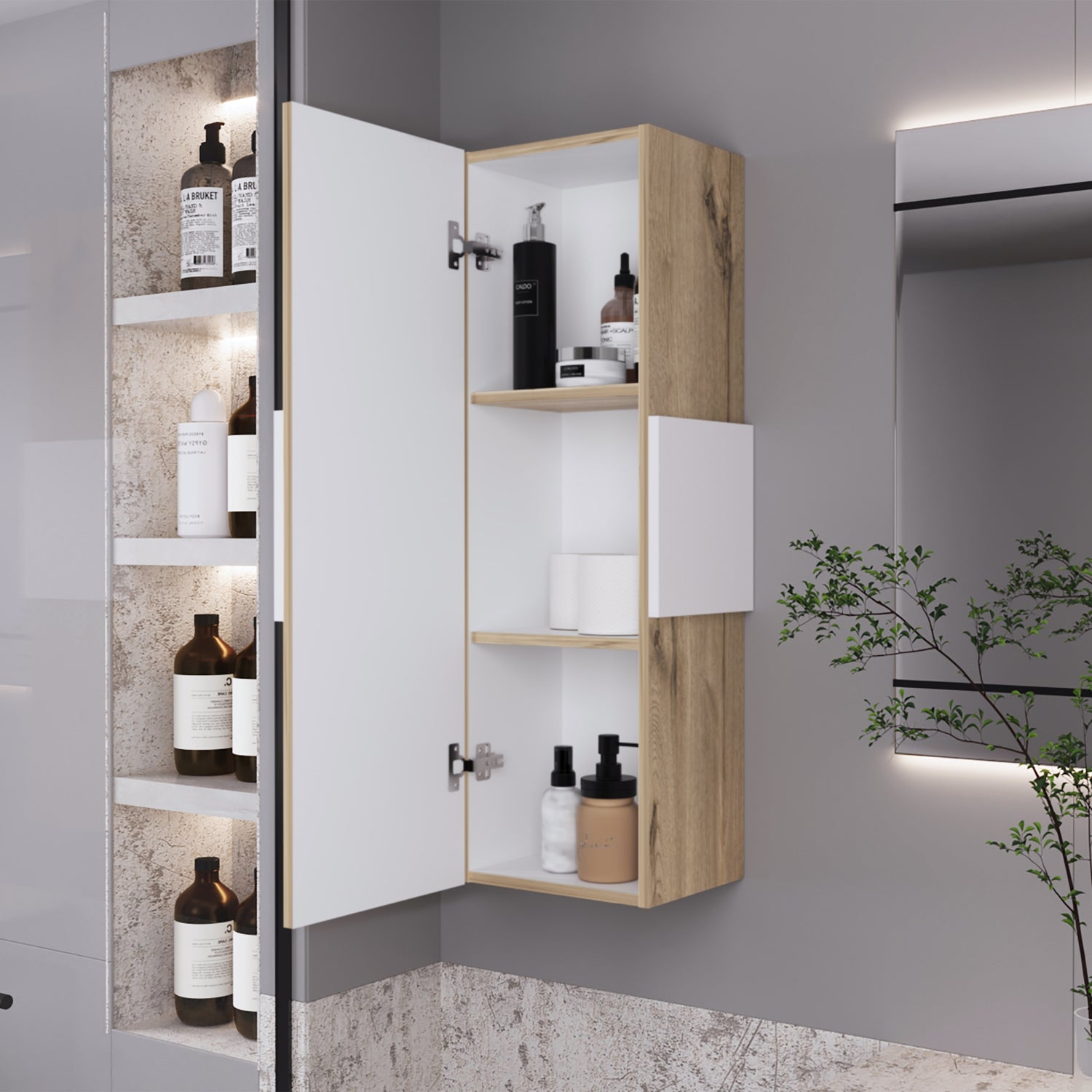 MUEBLE BAÑO FMFURNITURE OPTIMIZADOR FM 009C CAFE CLARO - 6