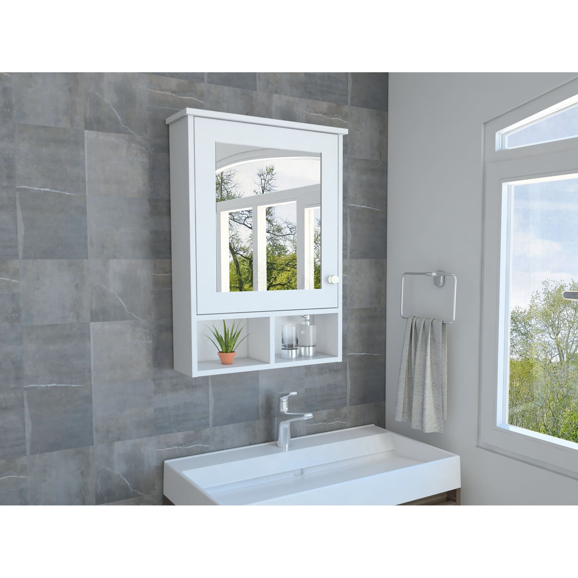 MUEBLE BAÑO FMFURNITURE BOTIQUIN CON ESPEJO 1 PUERTA FM 016B BLANCO - 5