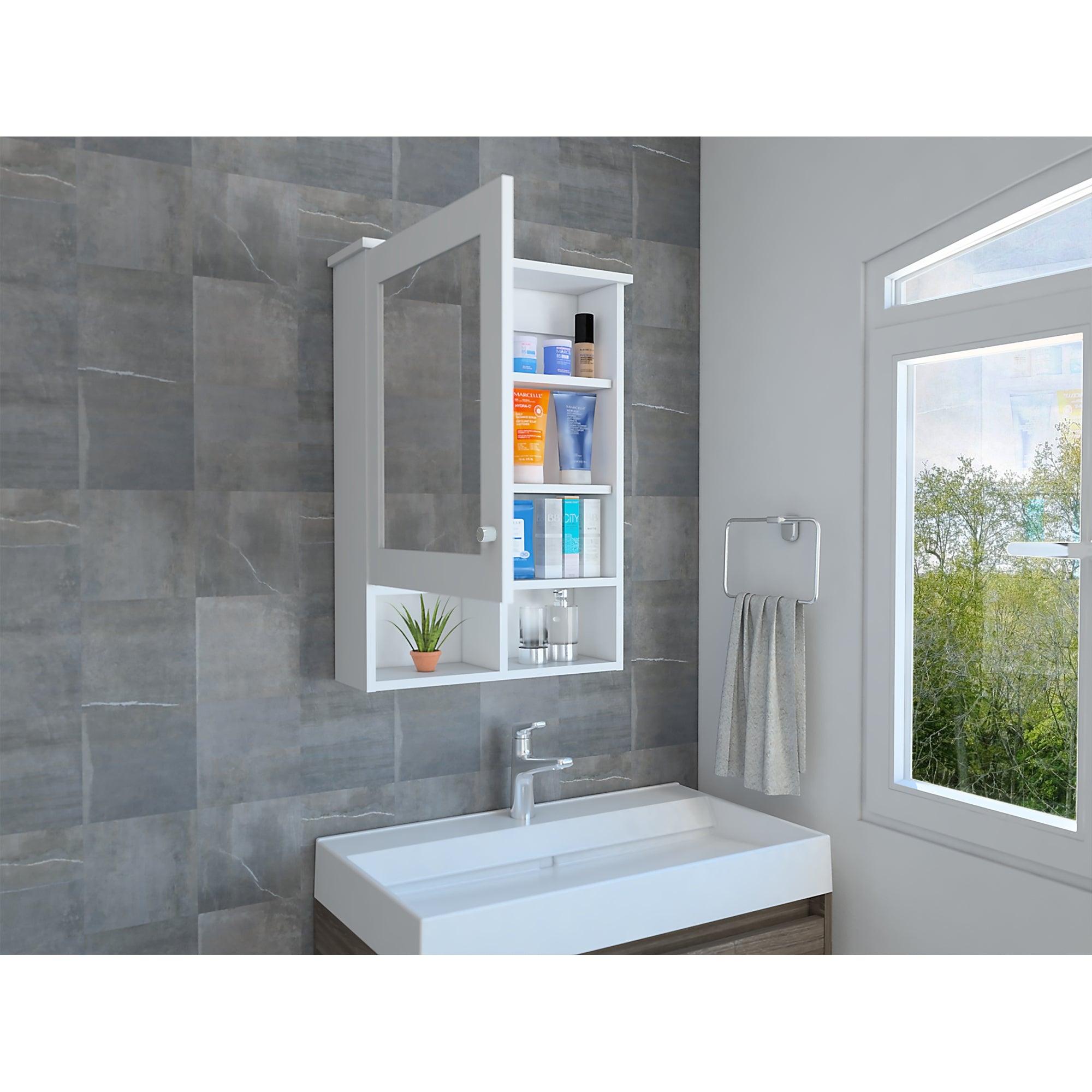 MUEBLE BAÑO FMFURNITURE BOTIQUIN CON ESPEJO 1 PUERTA FM 016B BLANCO - 6