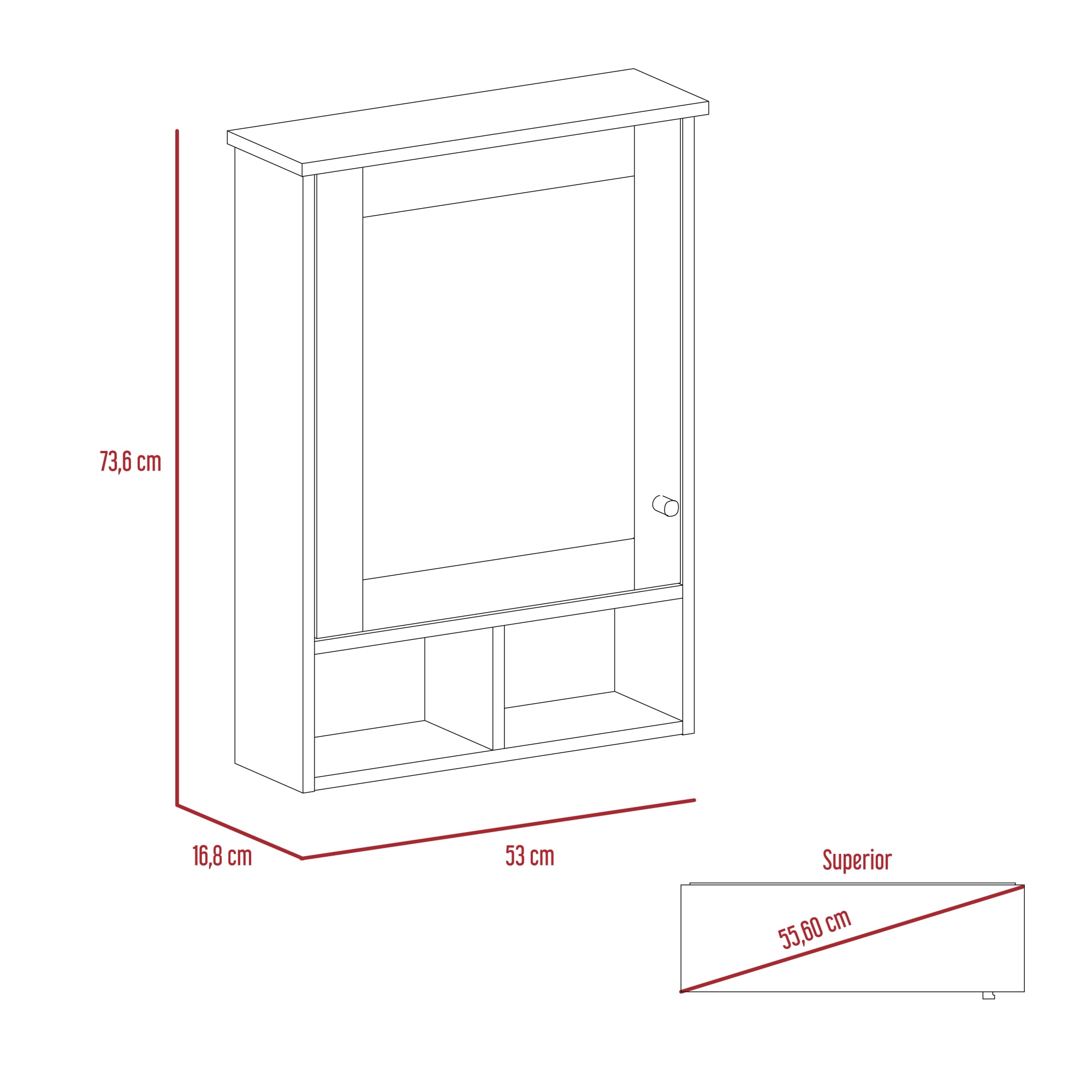 MUEBLE BAÑO FMFURNITURE BOTIQUIN CON ESPEJO 1 PUERTA FM 016B BLANCO - 7