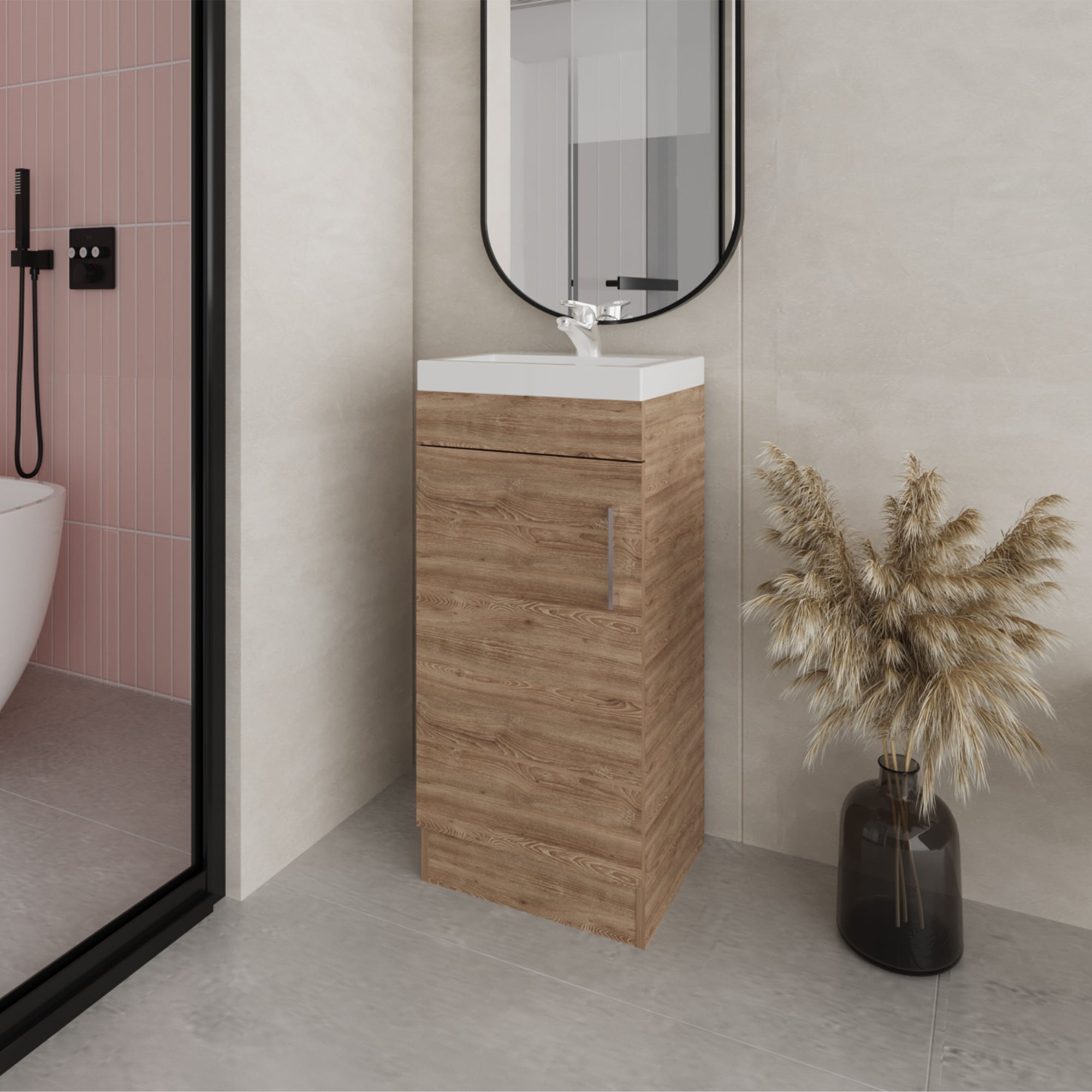 MUEBLE VANITORIO FMFURNITURE 1 PUERTA FM 005C CAFÉ CLARO - 5
