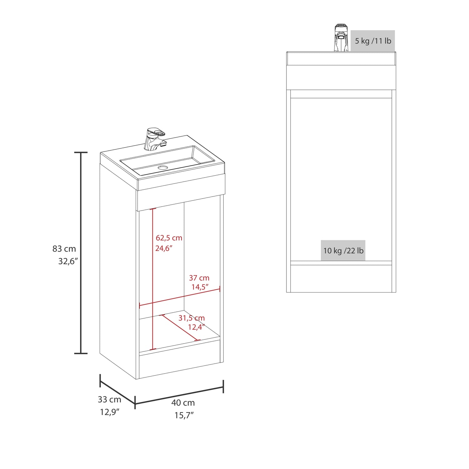 MUEBLE VANITORIO FMFURNITURE 1 PUERTA FM 005C CAFÉ CLARO - 7