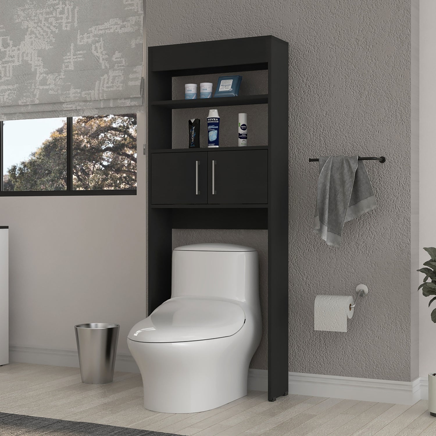 MUEBLE BAÑO FMFURNITURE OPTIMIZADOR CON 2 PUERTAS FM 008N NEGRO - 5