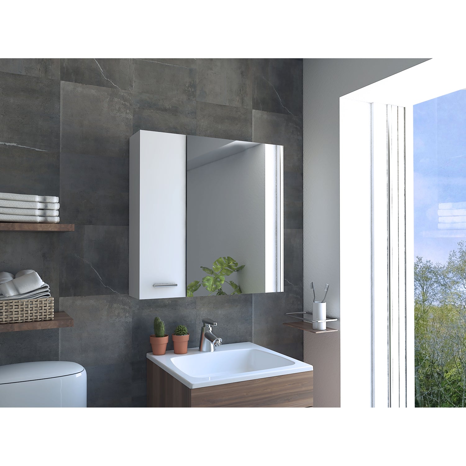 MUEBLE BAÑO FMFURNITURE BOTIQUIN CON ESPEJO 2 PUERTAS FM 015B BLANCO - 5
