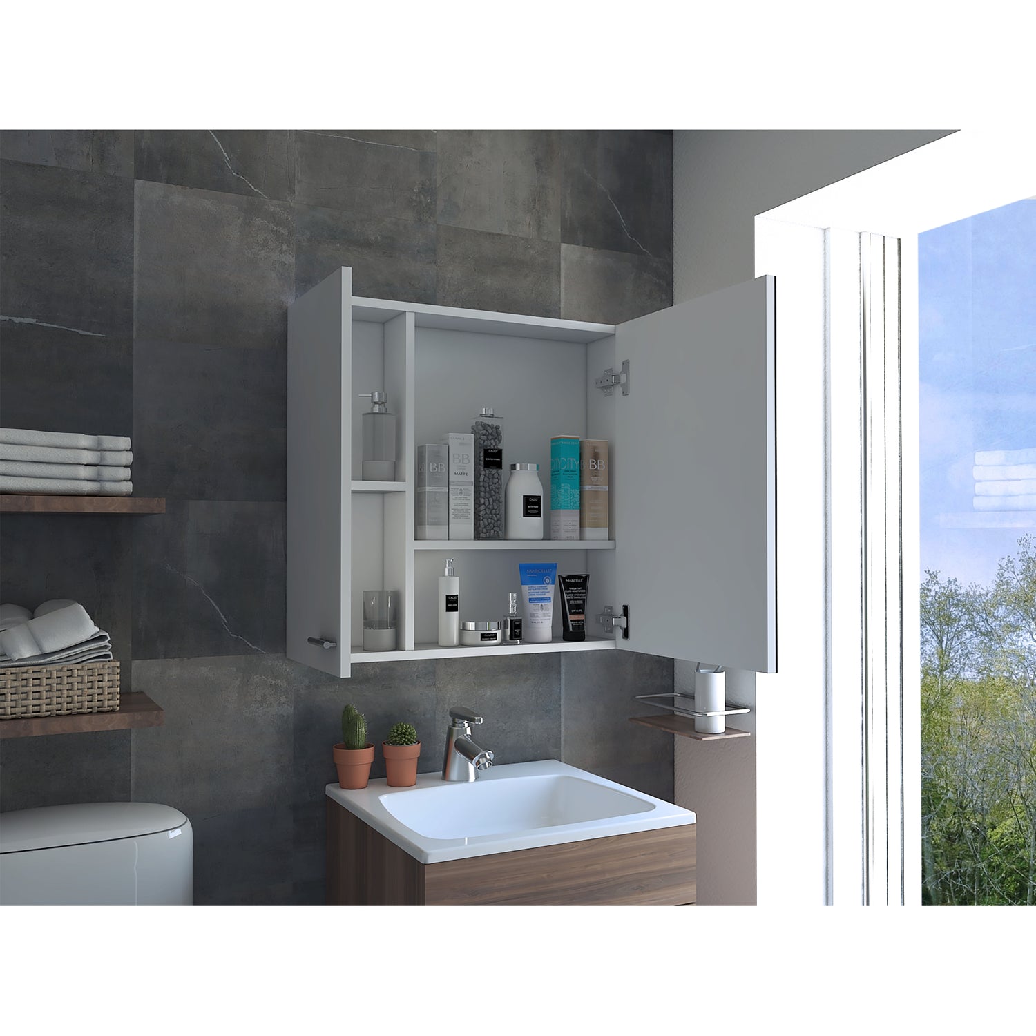 MUEBLE BAÑO FMFURNITURE BOTIQUIN CON ESPEJO 2 PUERTAS FM 015B BLANCO - 6