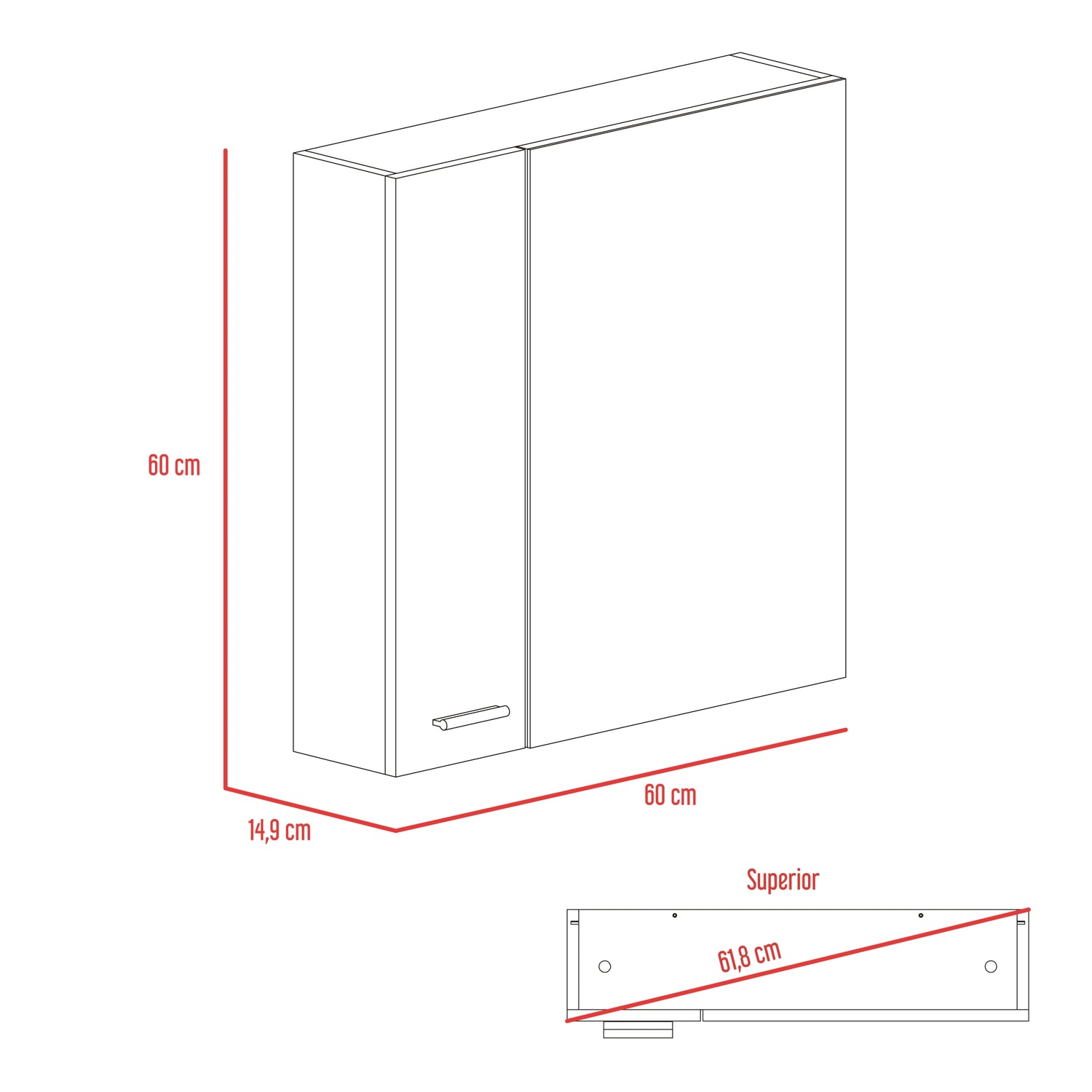 MUEBLE BAÑO FMFURNITURE BOTIQUIN CON ESPEJO 2 PUERTAS FM 015B BLANCO - 7