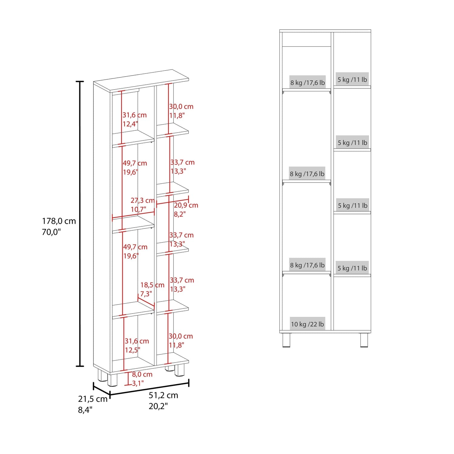 ESTANTE FMFURNITURE ORGANIZADOR BAÑO 9 REPISAS FM 002B BLANCO - 7