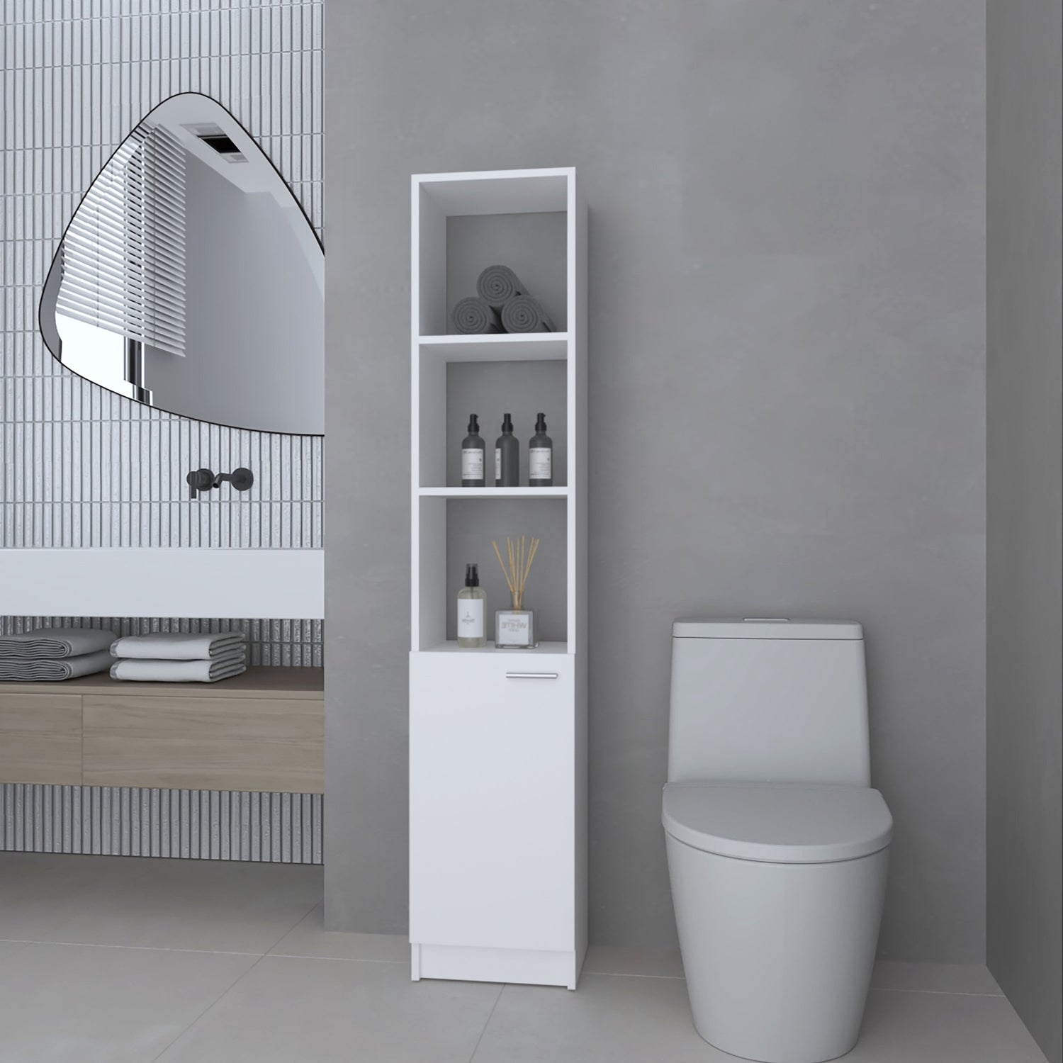 ESTANTE FMFURNITURE ORGANIZADOR BAÑO 1 PUERTA FM 011B BLANCO - 5