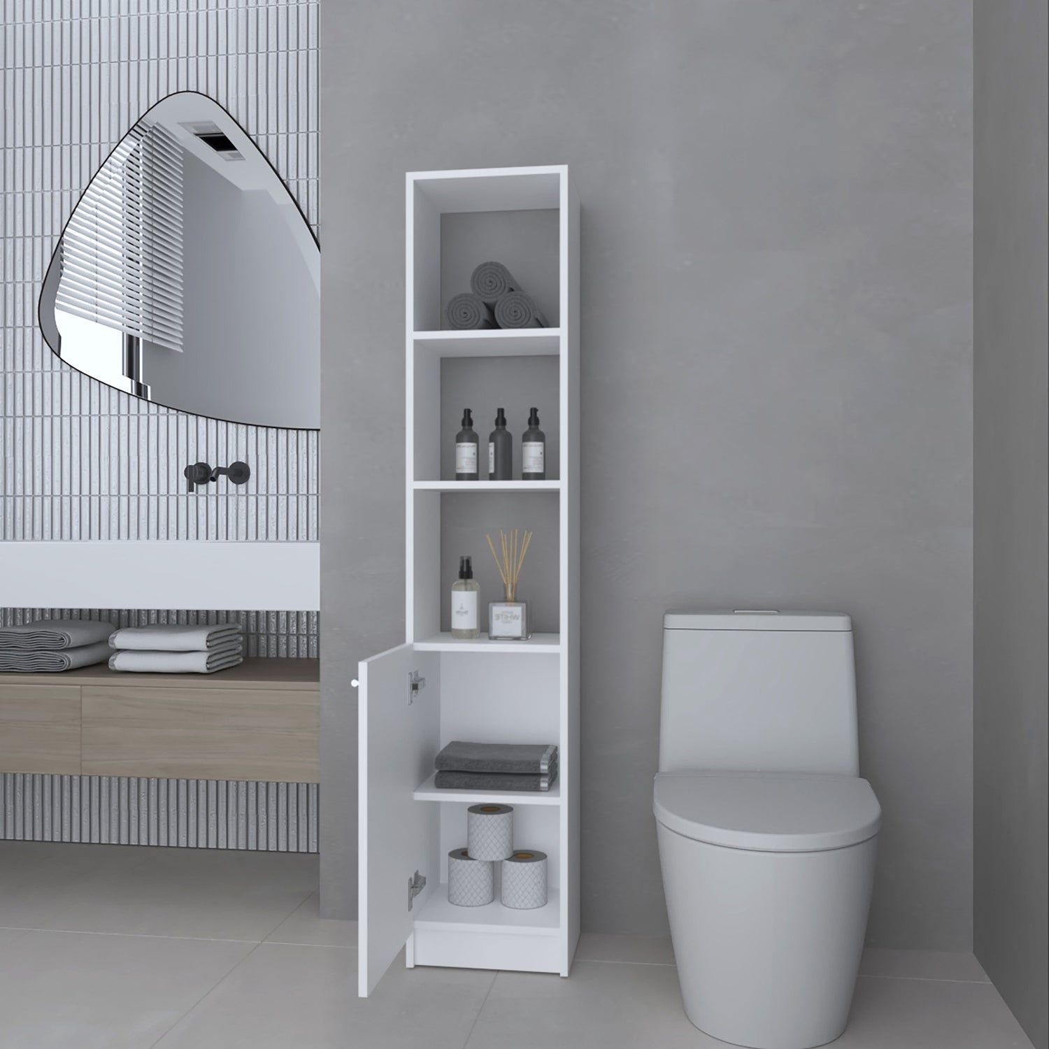 ESTANTE FMFURNITURE ORGANIZADOR BAÑO 1 PUERTA FM 011B BLANCO - 6