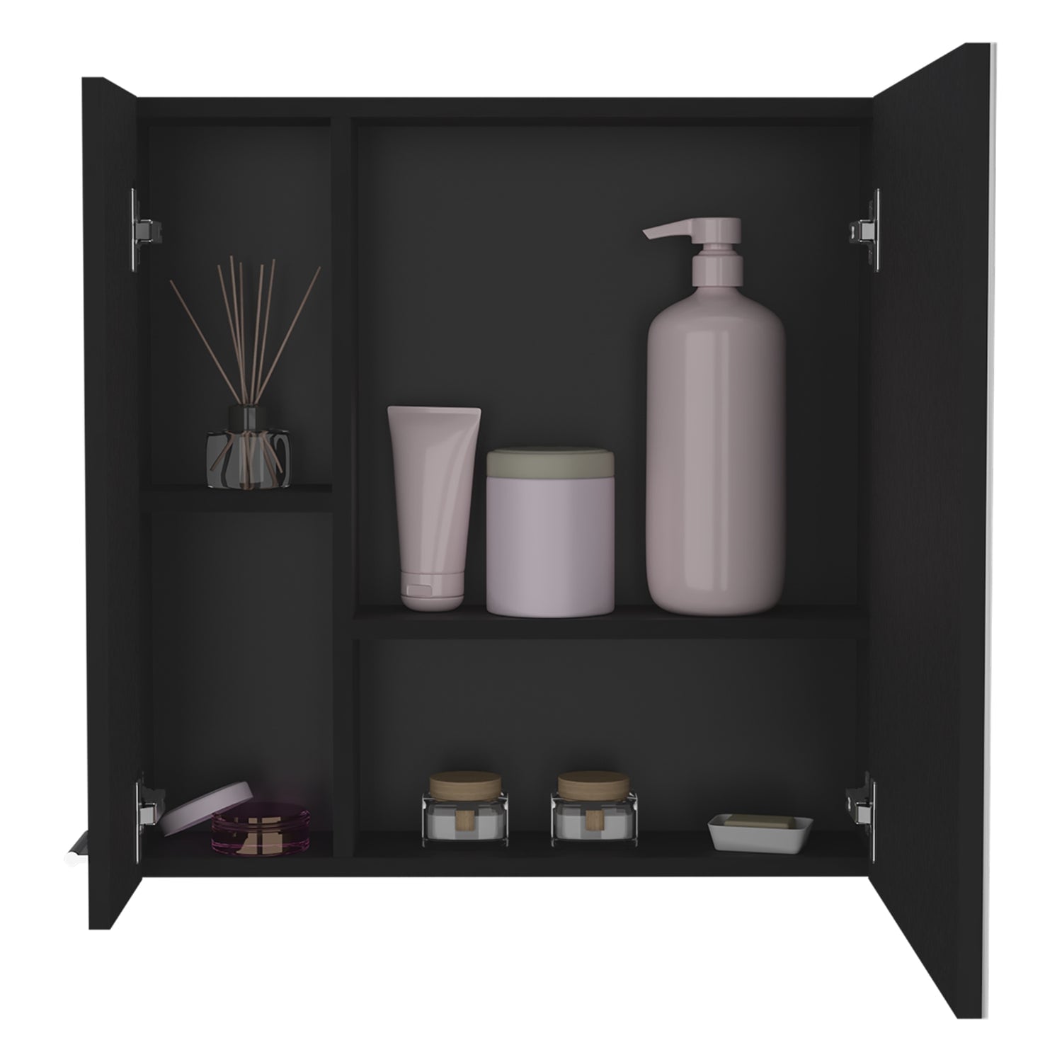MUEBLE BAÑO FMFURNITURE BOTIQUIN 2 PUERTAS CON ESPEJO FM 002N NEGRO - 3