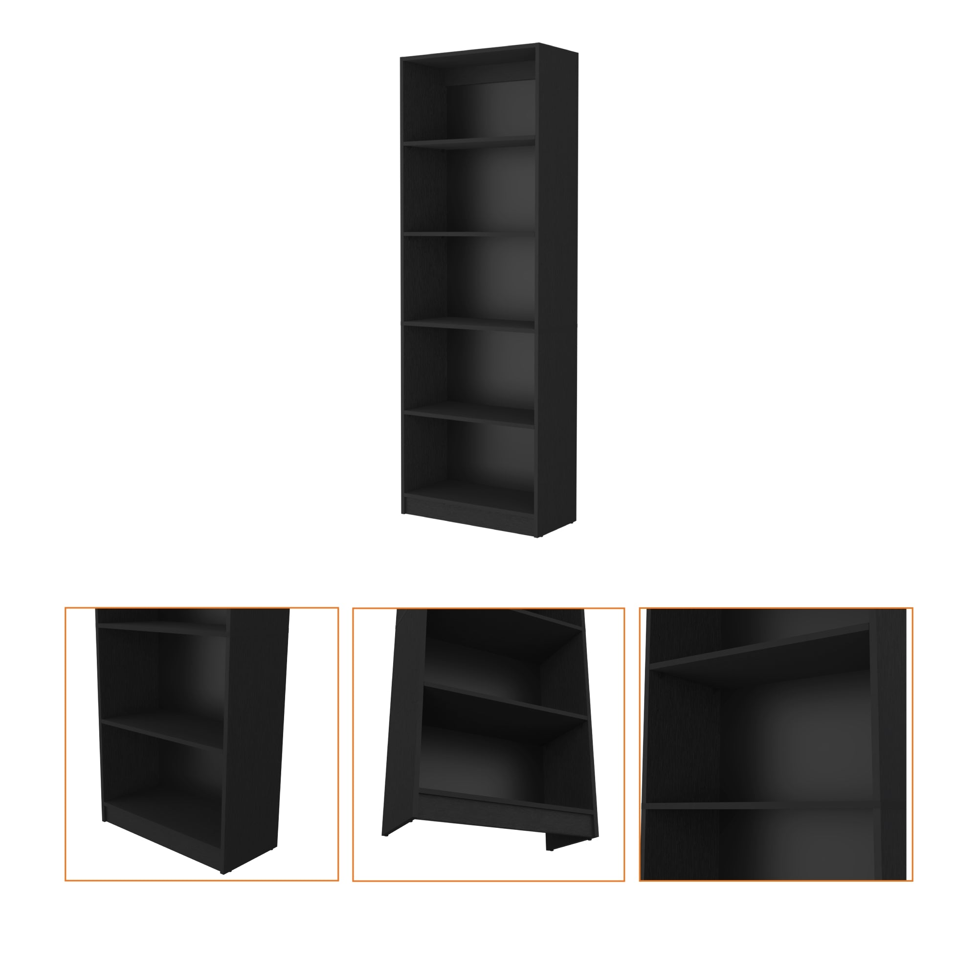 LIBRERO ESTANTE 5 REPISAS MELAMINA FM-019N NEGRO - 3
