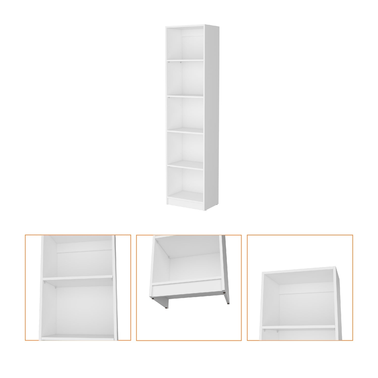 LIBRERO ESTANTE 5 REPISAS MELAMINA FM-018B BLANCO - 3