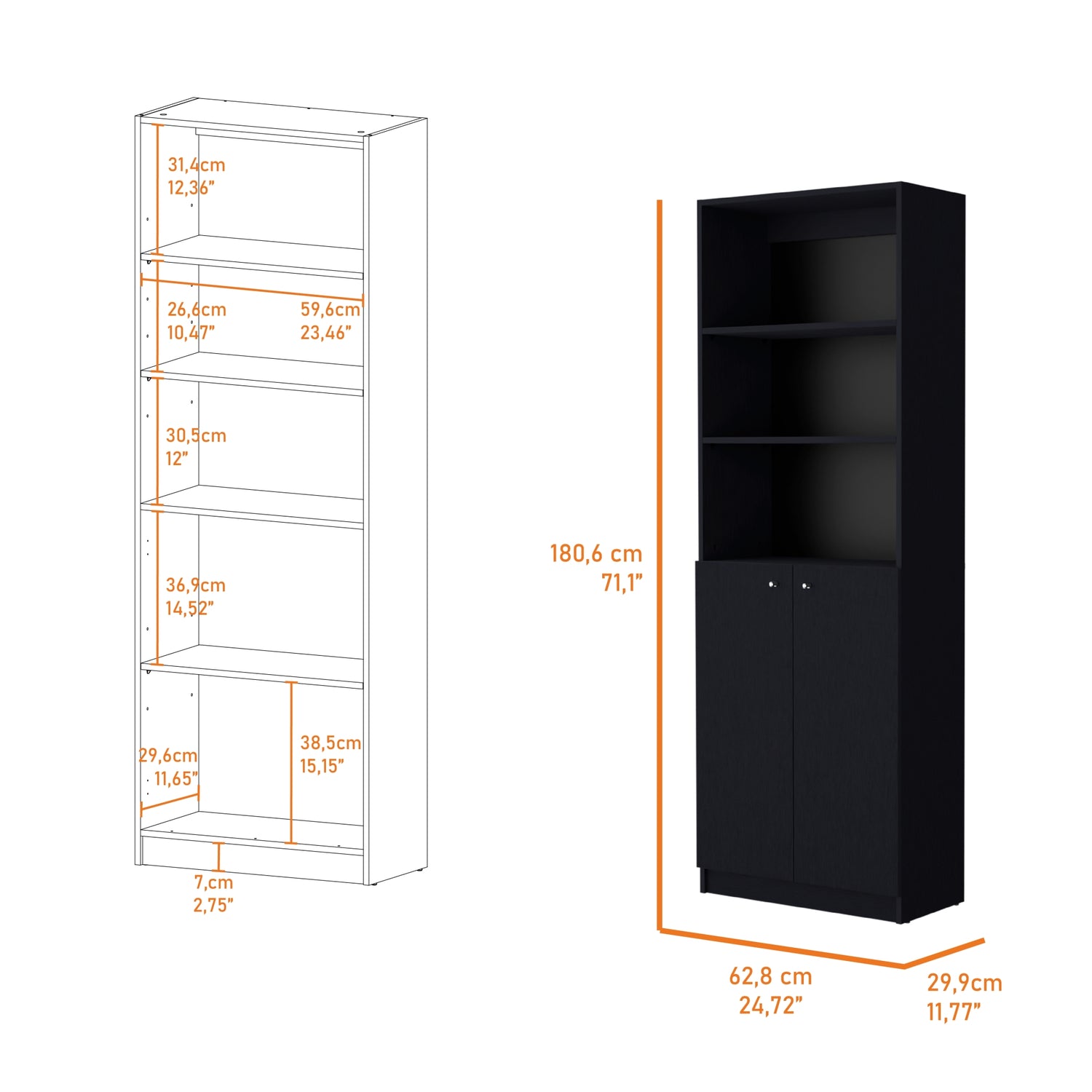 ESTANTE 2 PUERTAS FM-020N NEGRO - 7