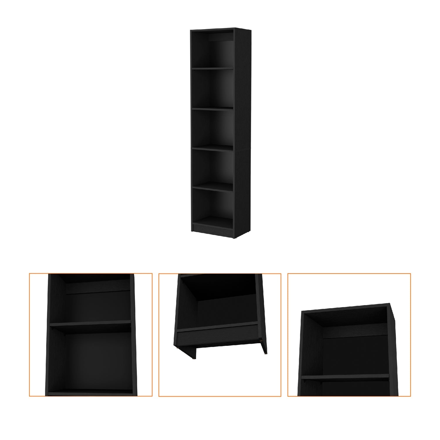 LIBRERO ESTANTE 5 REPISAS MELAMINA FM-018N NEGRO - 3