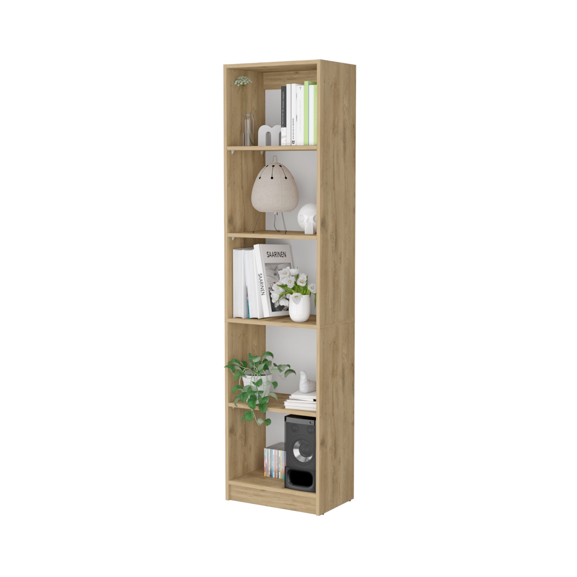 LIBRERO ESTANTE 5 REPISAS MELAMINA FM-018C CAFE CLARO - 2