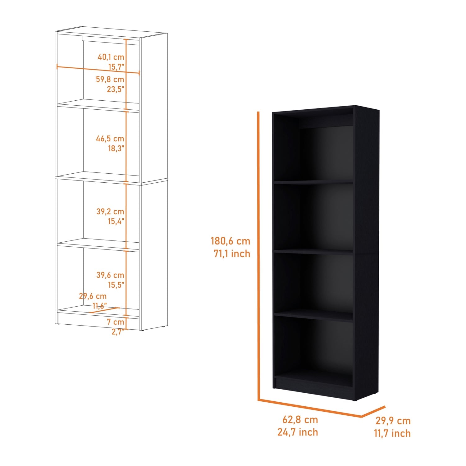 ESTANTE 4 REPISAS FM-017N NEGRO - 7