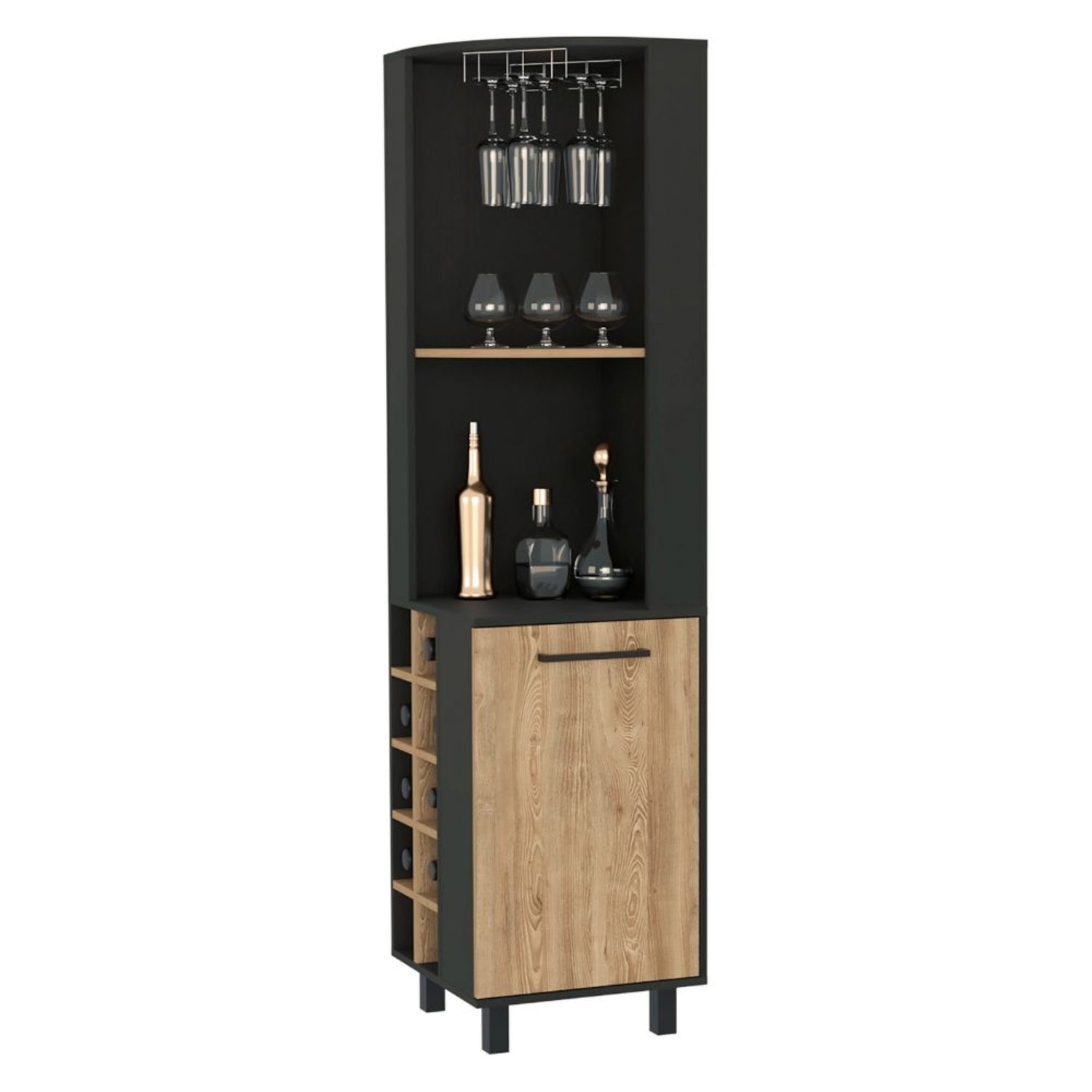 BAR FMFURNITURE ESQUINERO 10 BOTELLEROS 1 PUERTA FM 007N NEGRO - 3