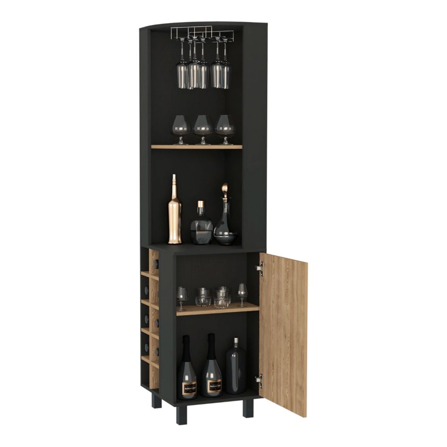 BAR FMFURNITURE ESQUINERO 10 BOTELLEROS 1 PUERTA FM 007N NEGRO - 4