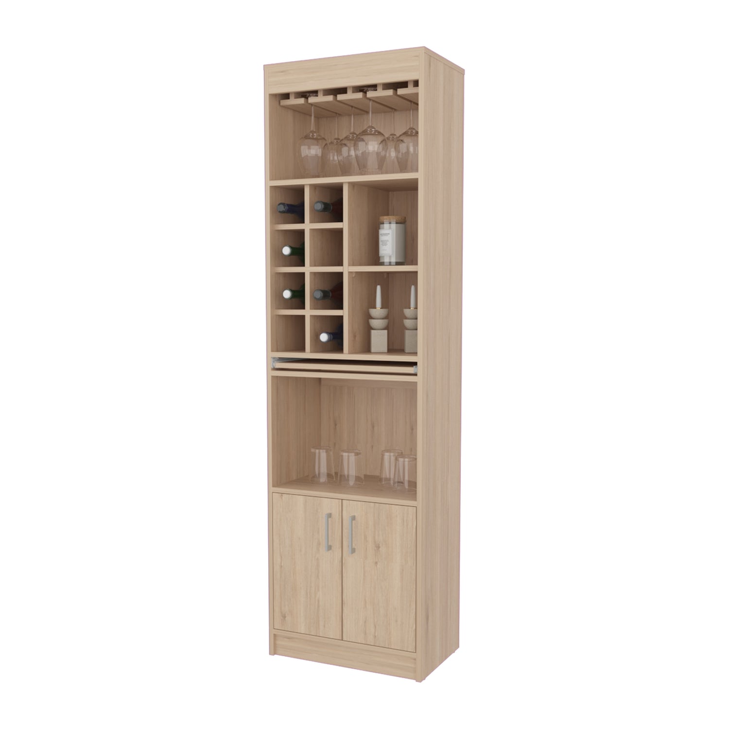 BAR FMFURNITURE ALTO 8 BOTELLEROS REPISA EXTENSIBLE FM 012A CAFE CLARO - 3