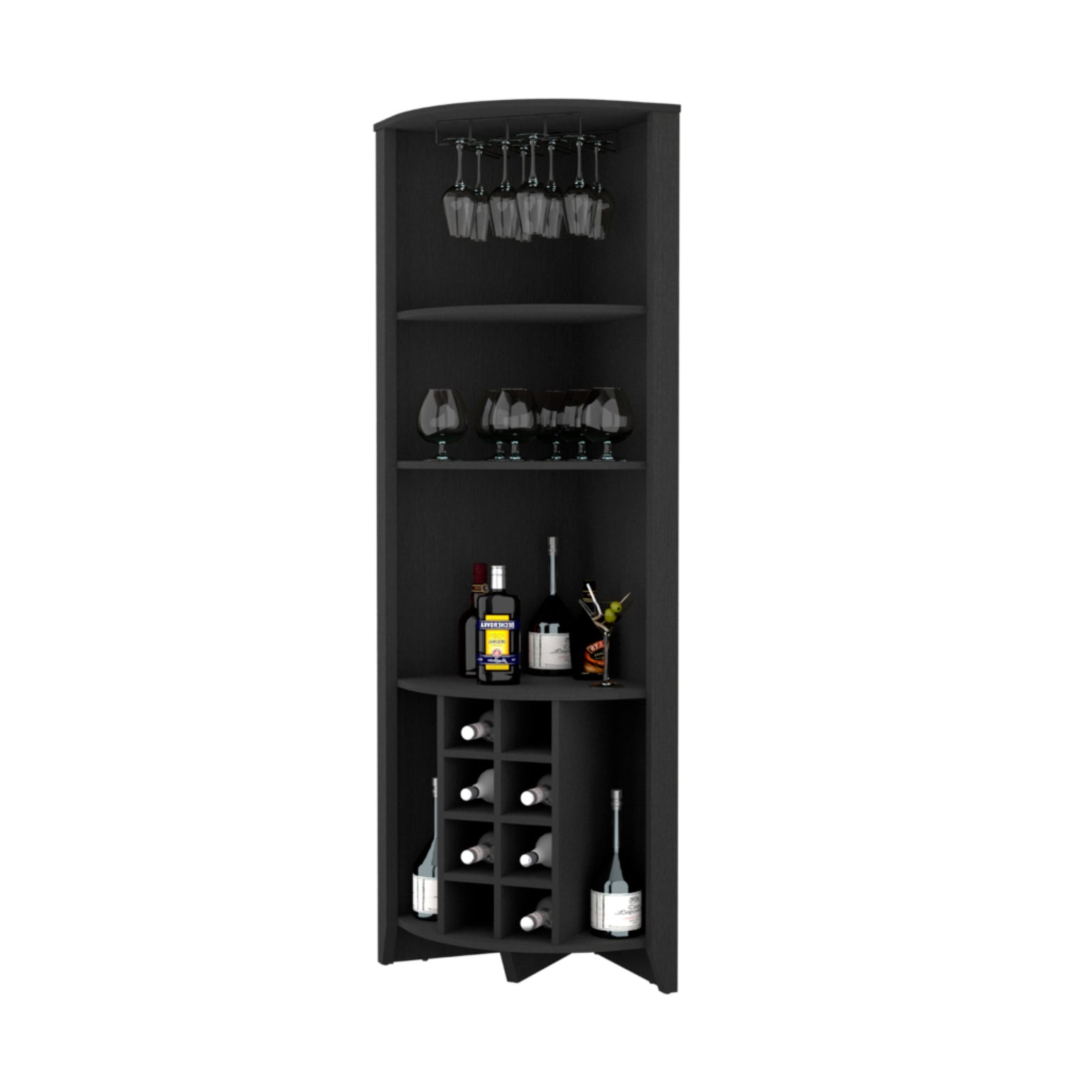 BAR FMFURNITURE ESQUINERO 8 BOTELLEROS Y PORTACOPAS FM 002N NEGRO - 2