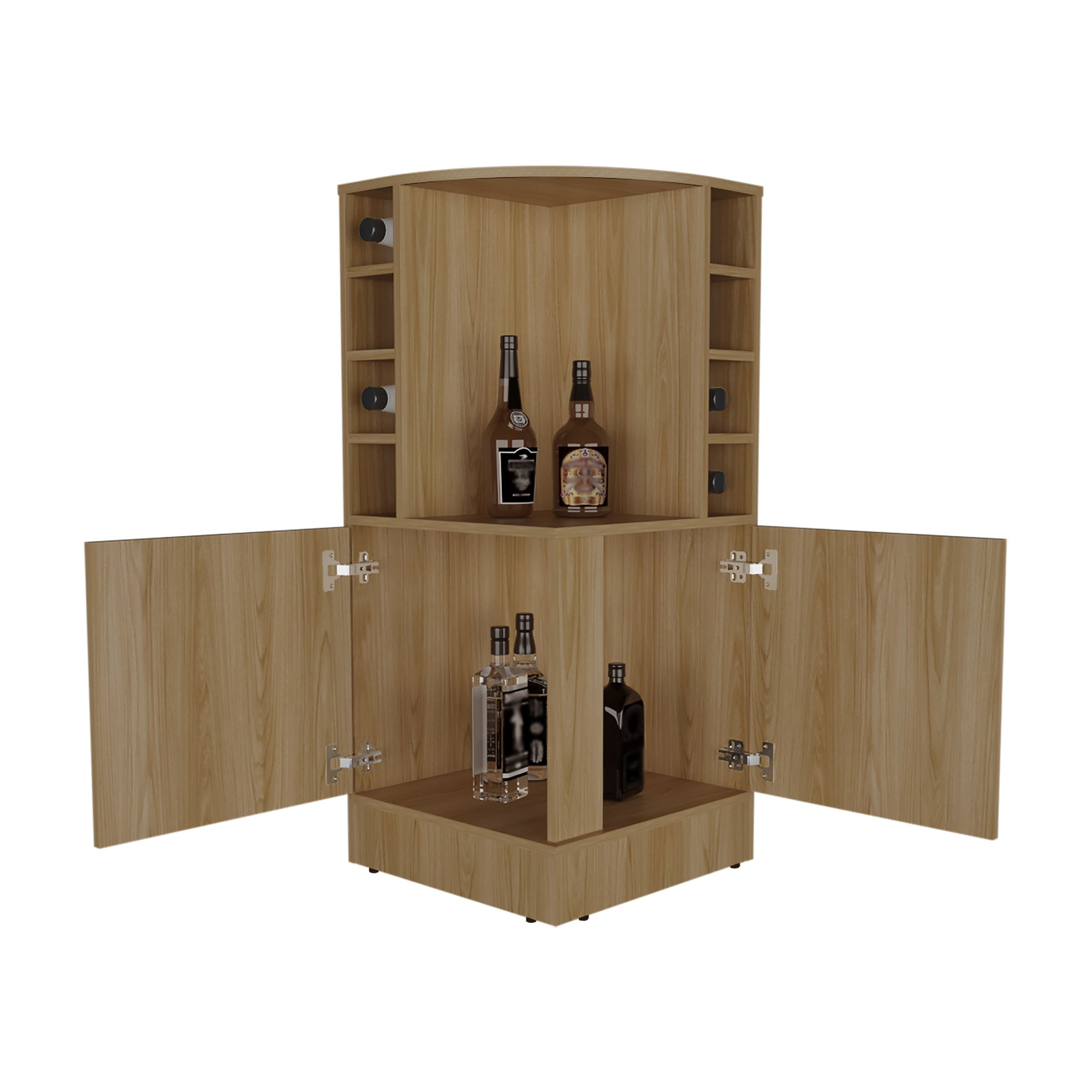 BAR FMFURNITURE ESQUINERO 2 PUERTAS Y PORTA BOTELLAS FM 015C CAFÉ CLARO - 3