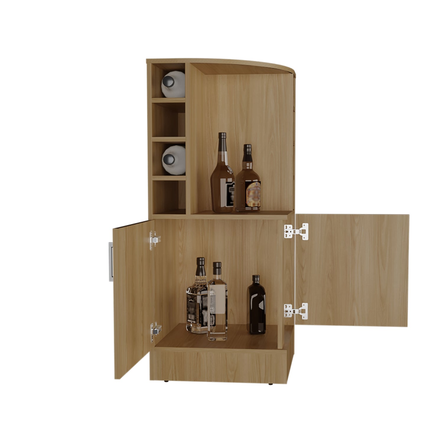 BAR FMFURNITURE ESQUINERO 2 PUERTAS Y PORTA BOTELLAS FM 015C CAFÉ CLARO - 4