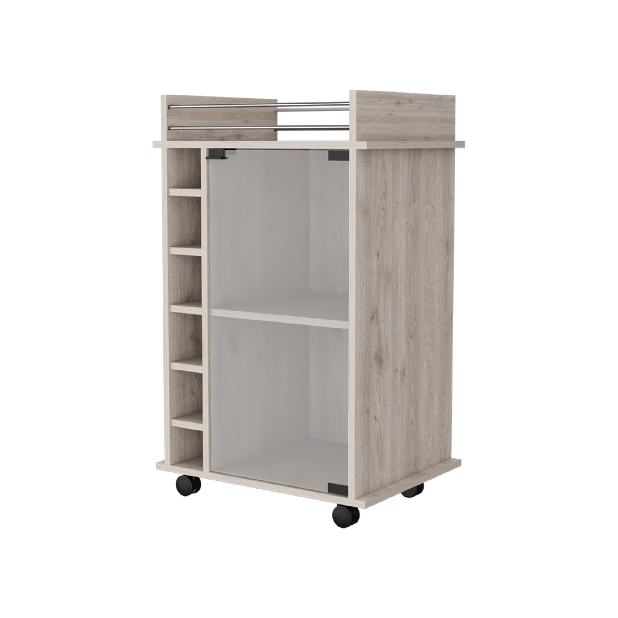 BAR FMFURNITURE BAJO 6 BOTELLEROS 1 PUERTA VIDRIO FM 009C CAFE CLARO - 1