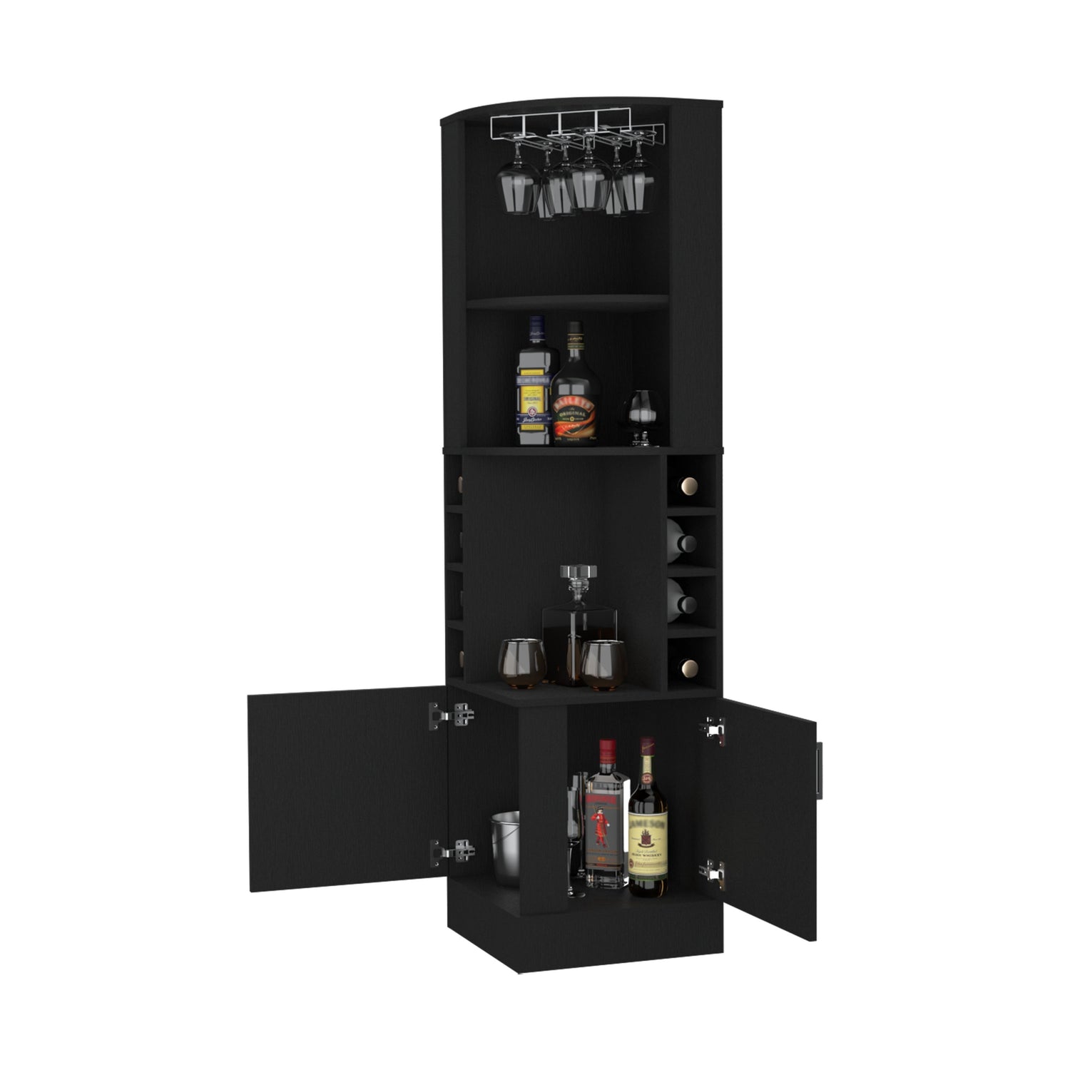 BAR FMFURNITURE ESQUINERO 8 BOTELLEROS Y PORTACOPAS FM 001C CAFE - 4