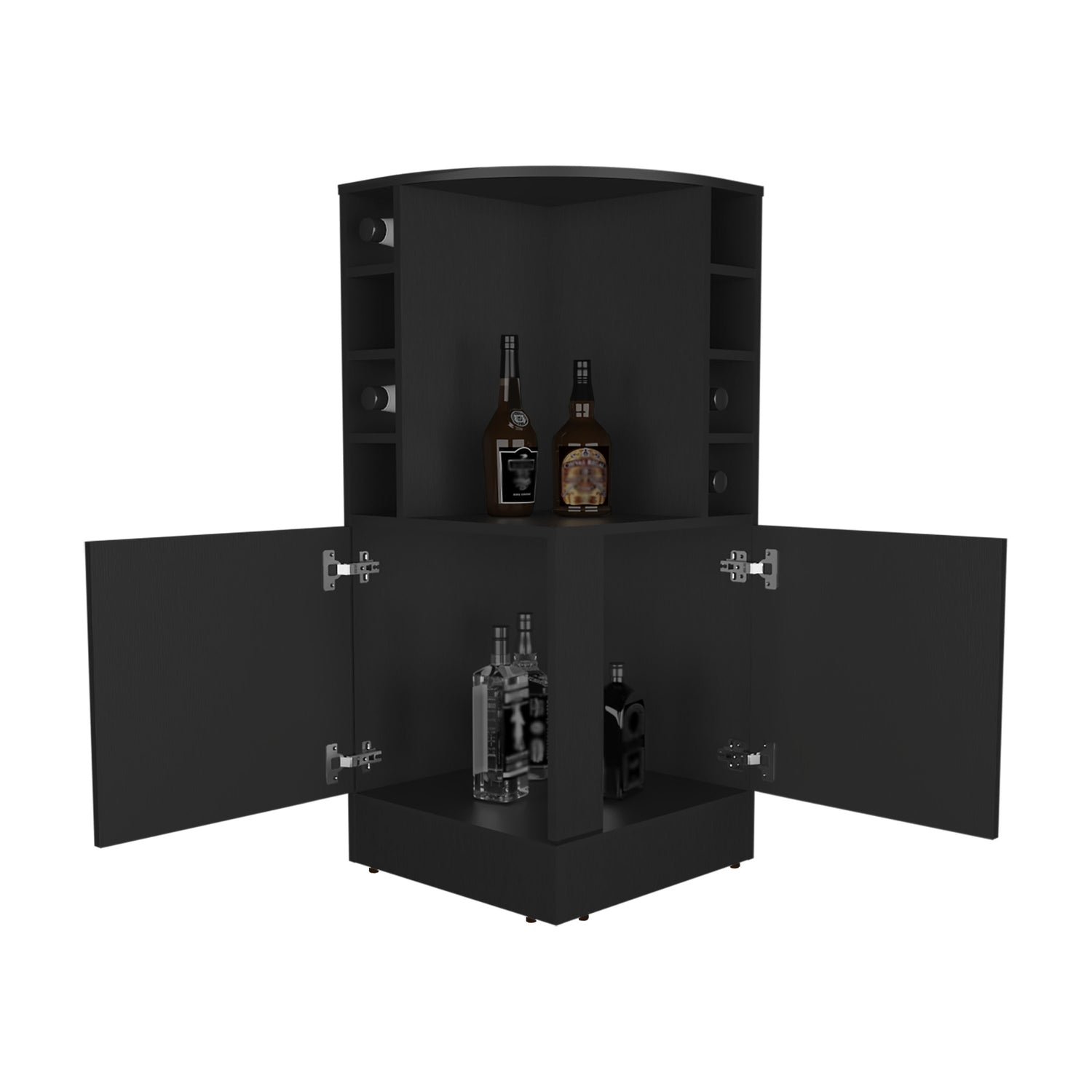 BAR FMFURNITURE ESQUINERO 2 PUERTAS Y PORTA BOTELLAS FM 015N NEGRO - 3