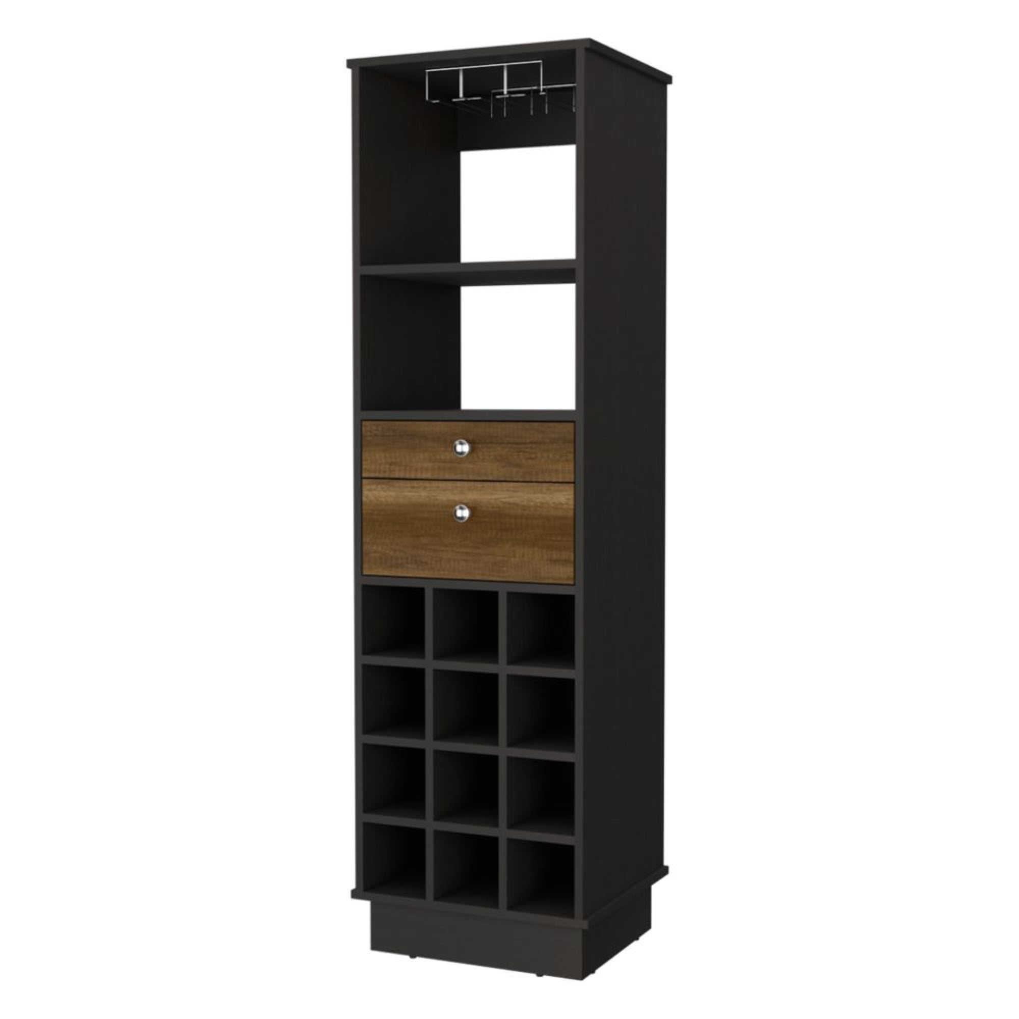 BAR FMFURNITURE ALTO 2 CAJONES 12 BOTELLEROS FM 002C NEGRO CAFE - 1