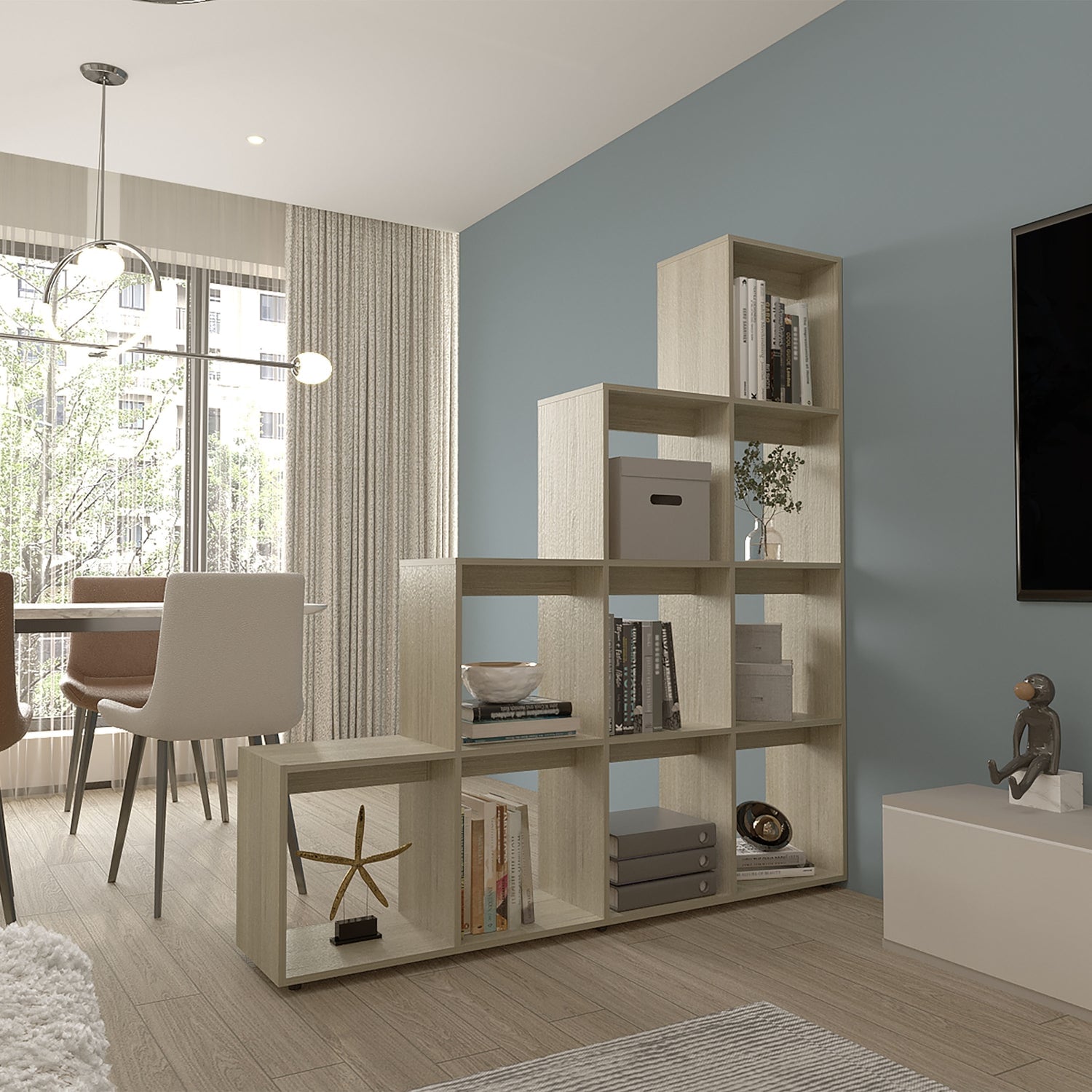 LIBRERO FORMA ESCALERA FM-002C - CAFE CLARO - 3