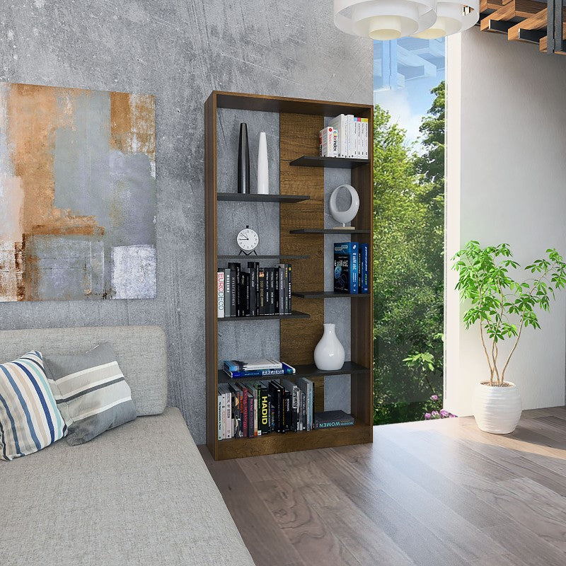 LIBRERO FM-003C - CAFE OSCURO Y NEGRO - 5