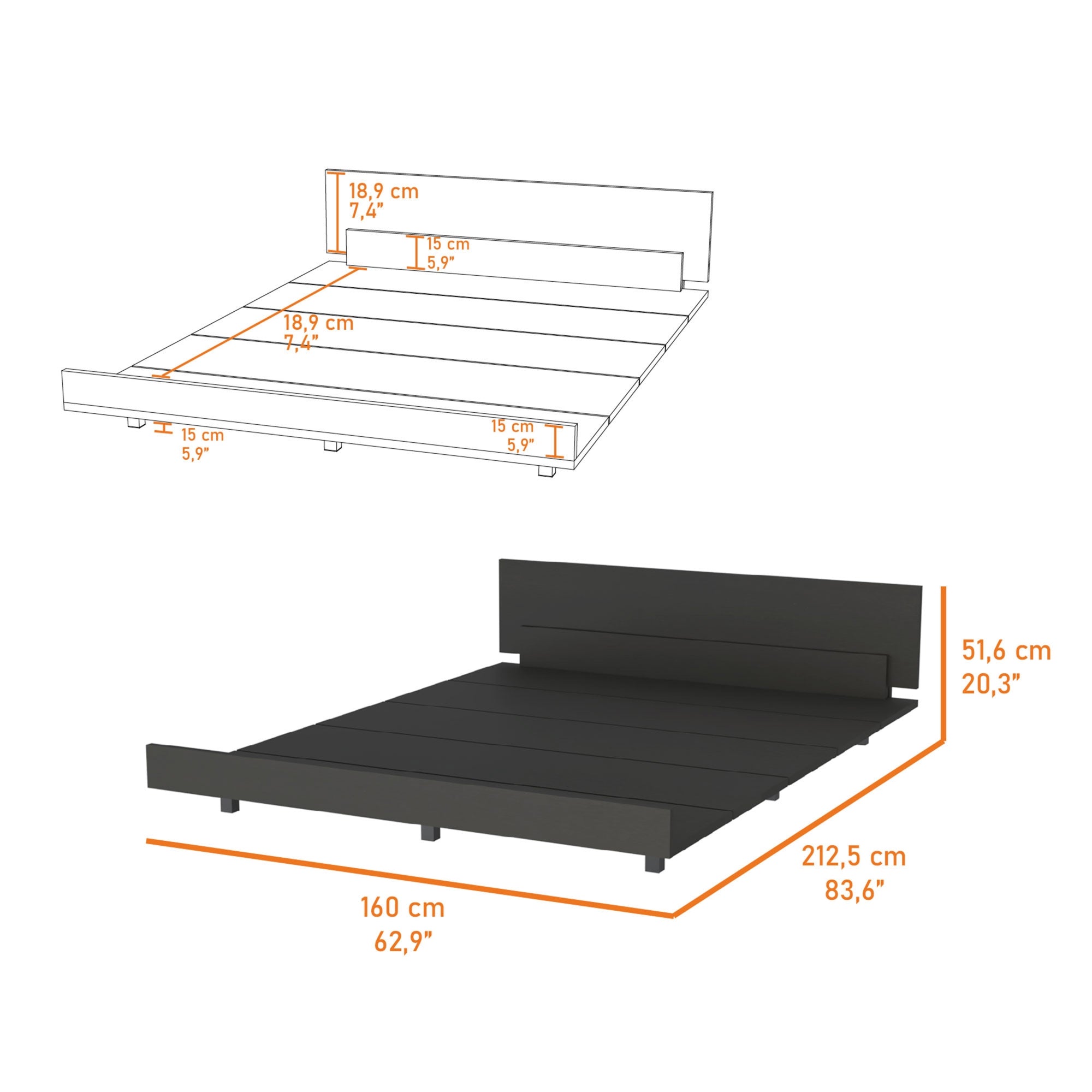 BASE CAMA FMFURNITURE FM-001N 2 PLAZAS NEGRO - 5
