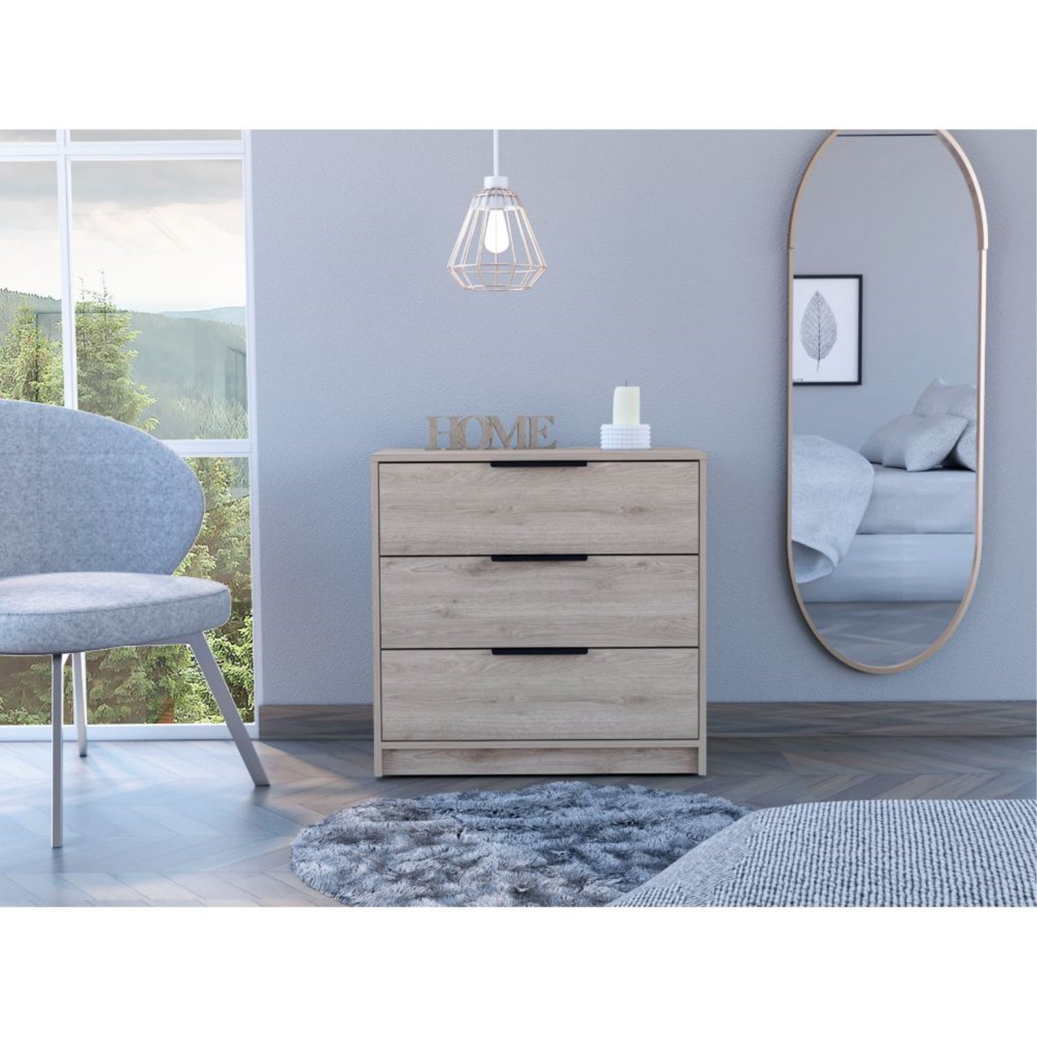 COMODA FMFURNITURE 3 CAJONES FM 001C CAFE CLARO - 5