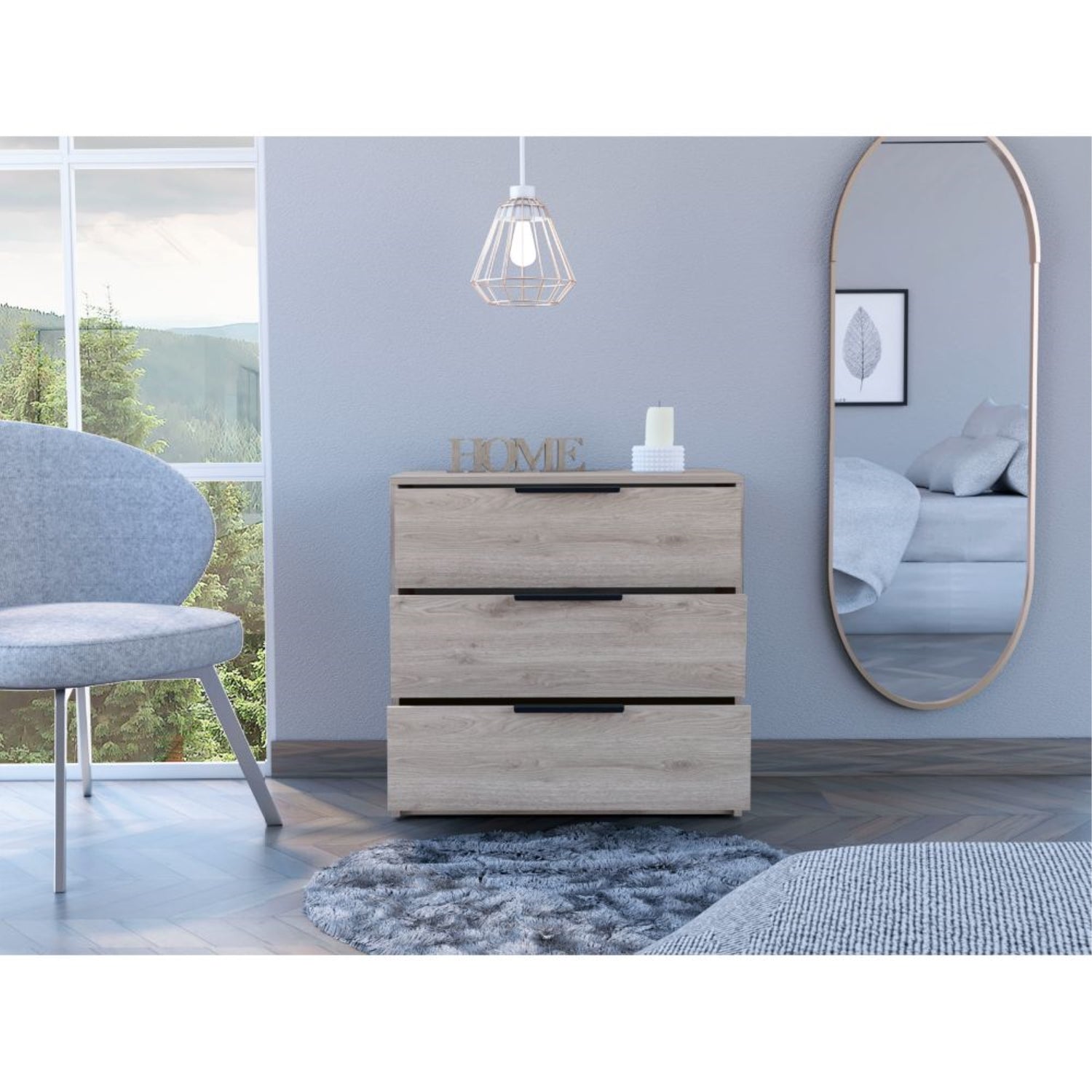 COMODA FMFURNITURE 3 CAJONES FM 001C CAFE CLARO - 6