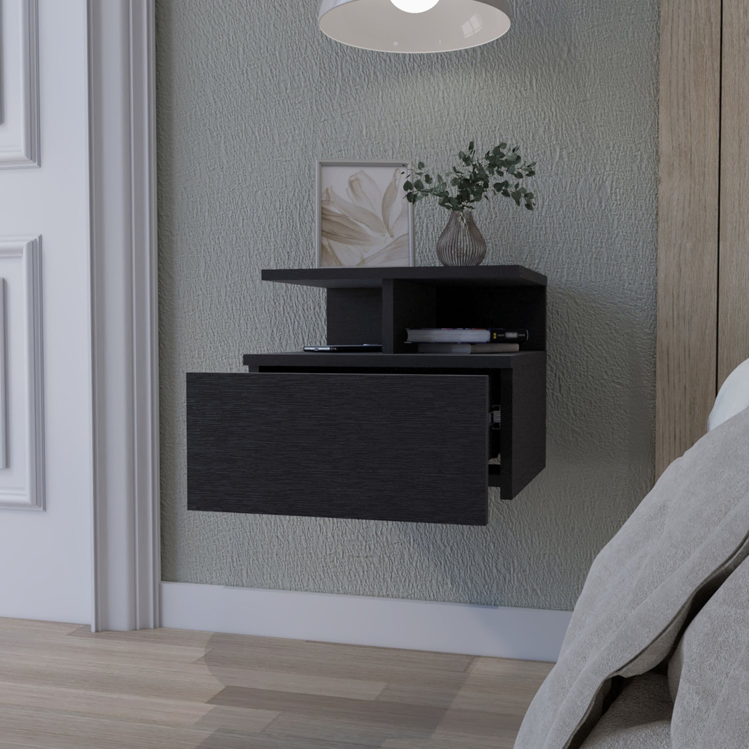 VELADOR FMFURNITURE FLOTANTE 1 CAJÓN FM 007N NEGRO - 6