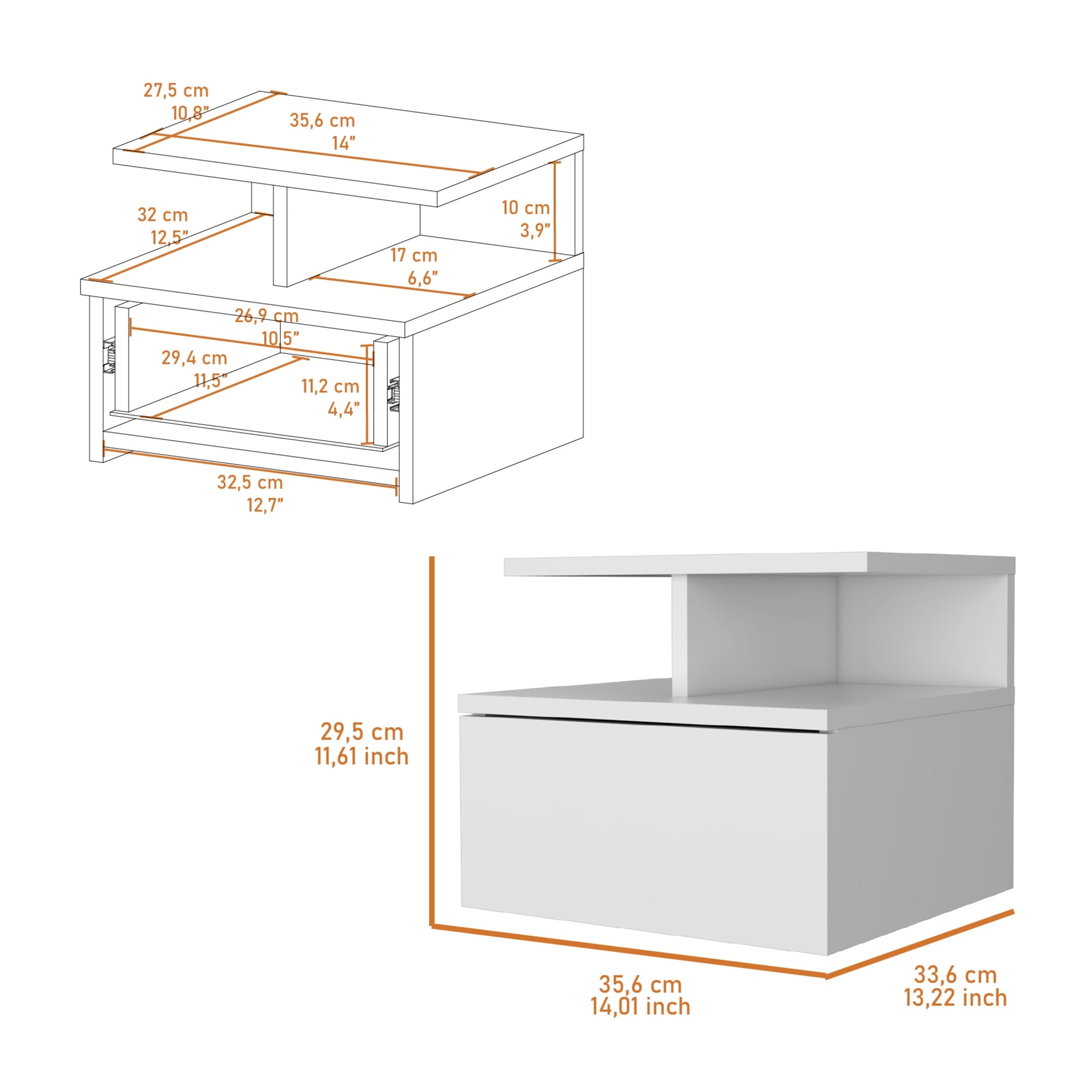 VELADOR FMFURNITURE FLOTANTE 1 CAJÓN FM 007B BLANCO - 7