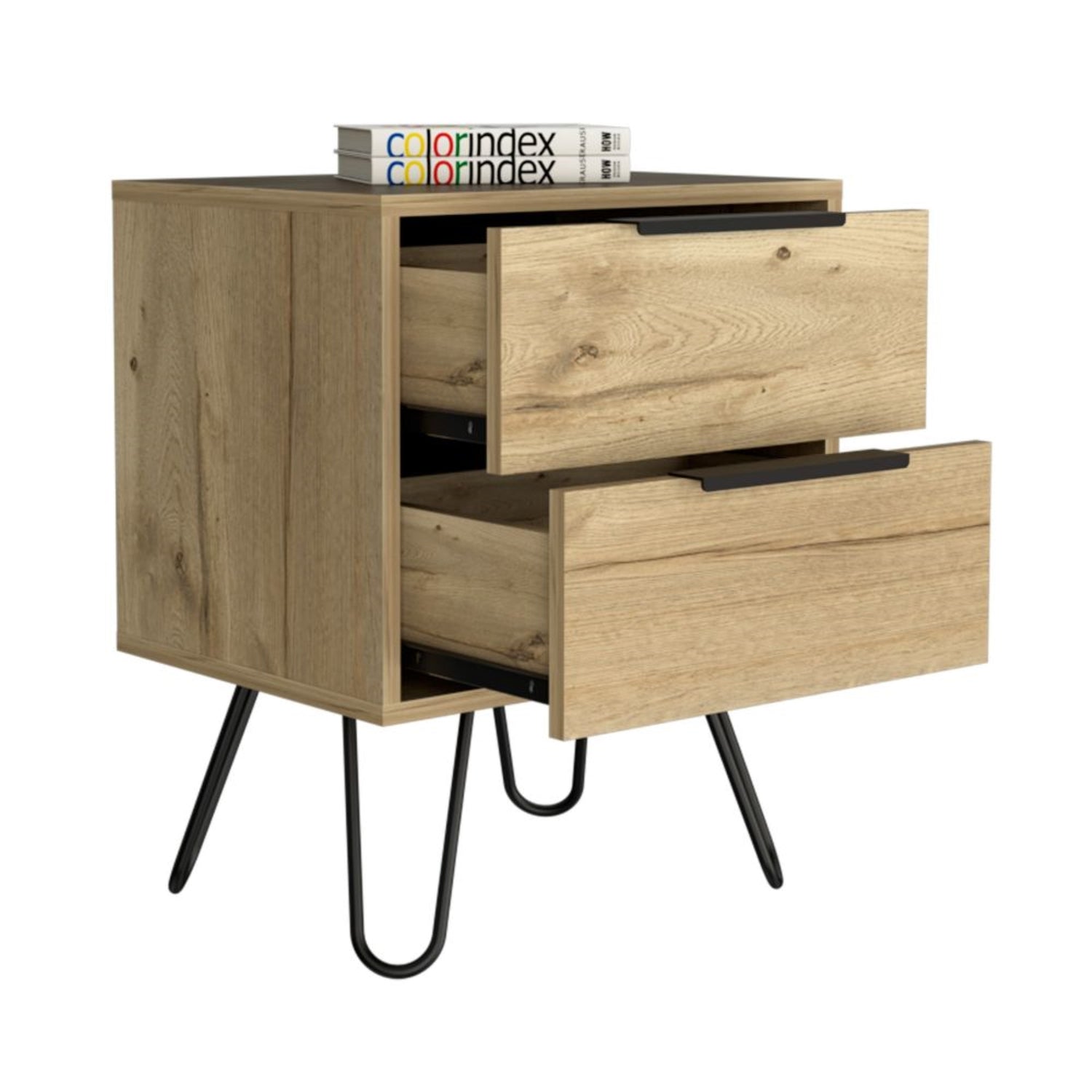 VELADOR FMFURNITURE 2 CAJONES FM 004C CAFE CLARO - 4