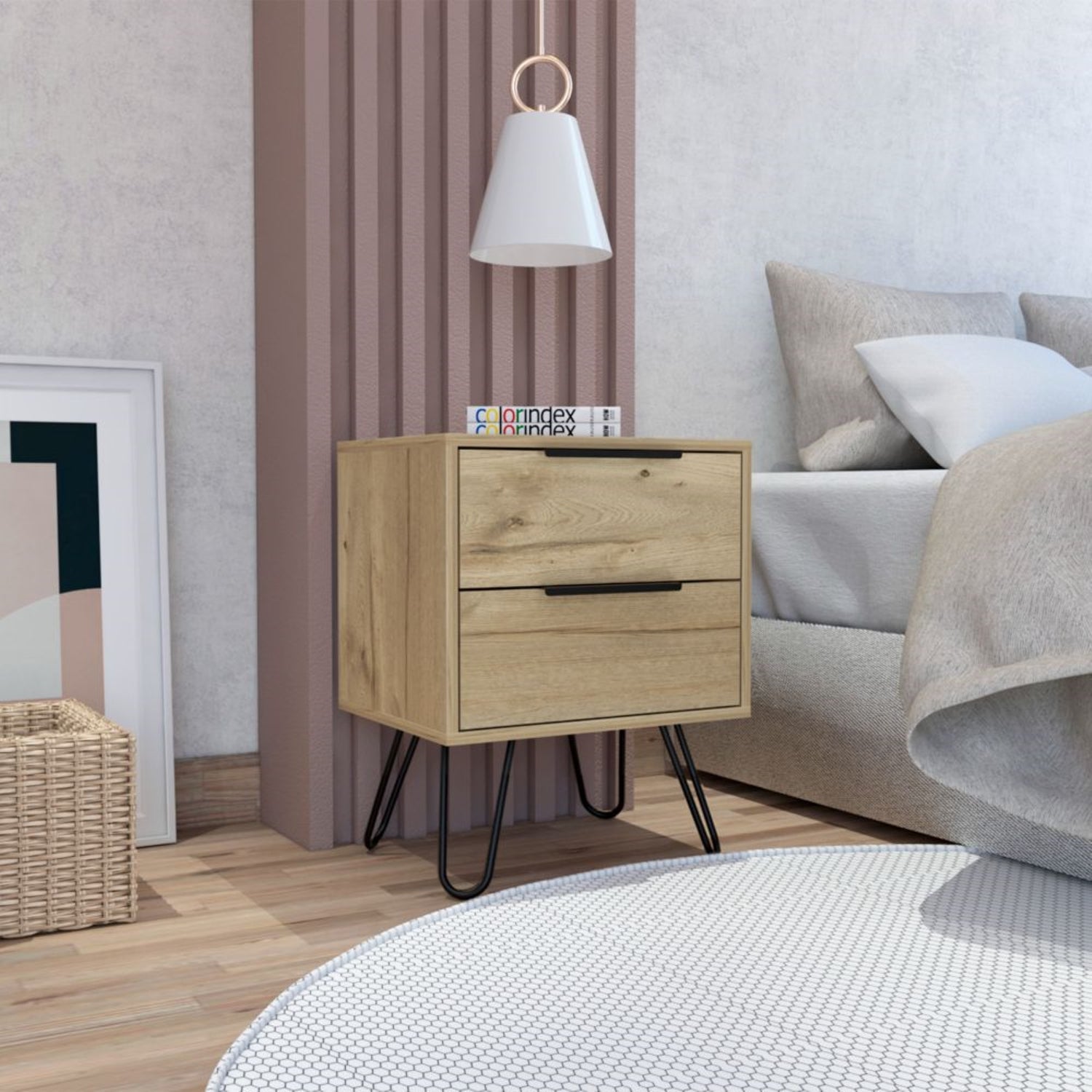 VELADOR FMFURNITURE 2 CAJONES FM 004C CAFE CLARO - 5