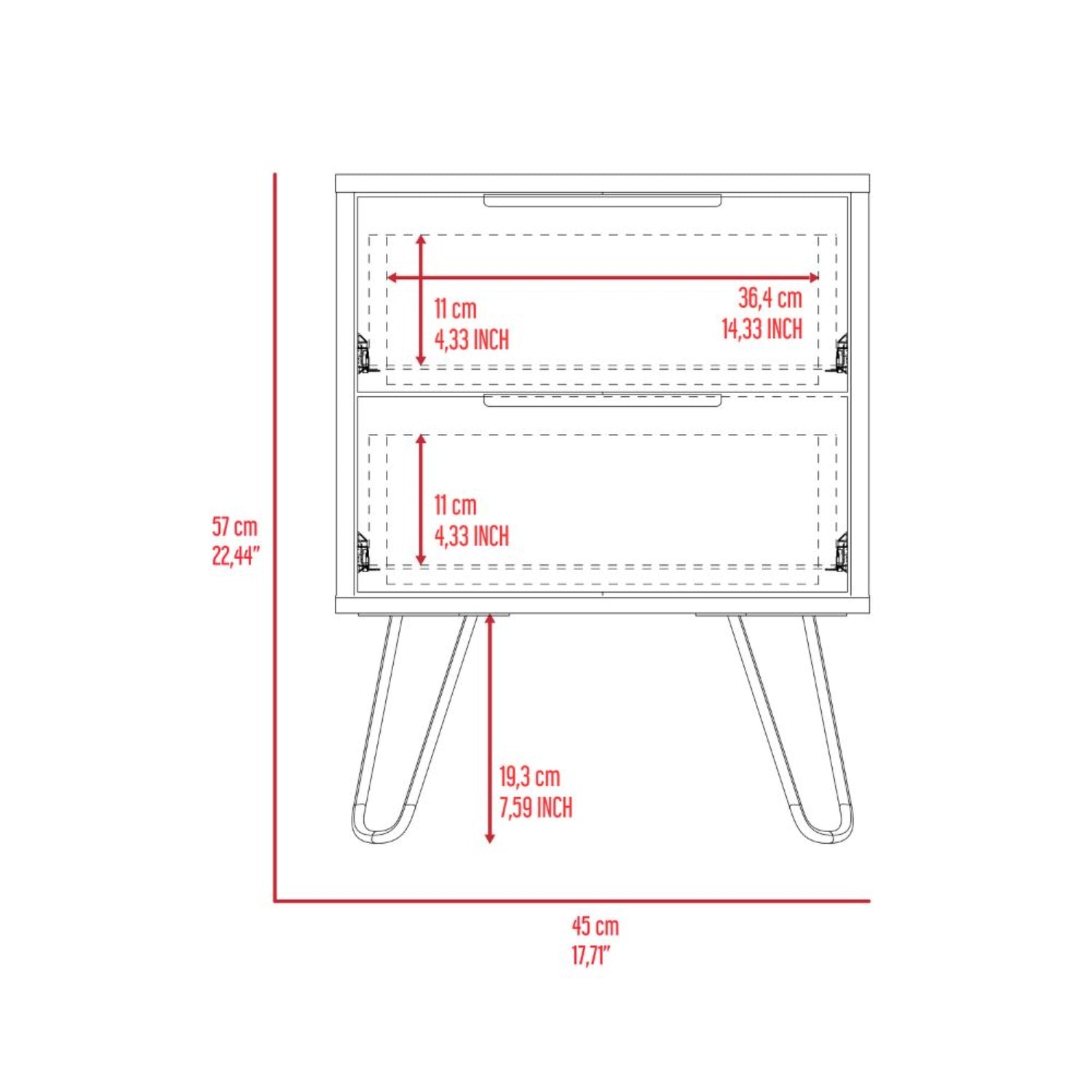 VELADOR FMFURNITURE 2 CAJONES FM 004C CAFE CLARO - 8