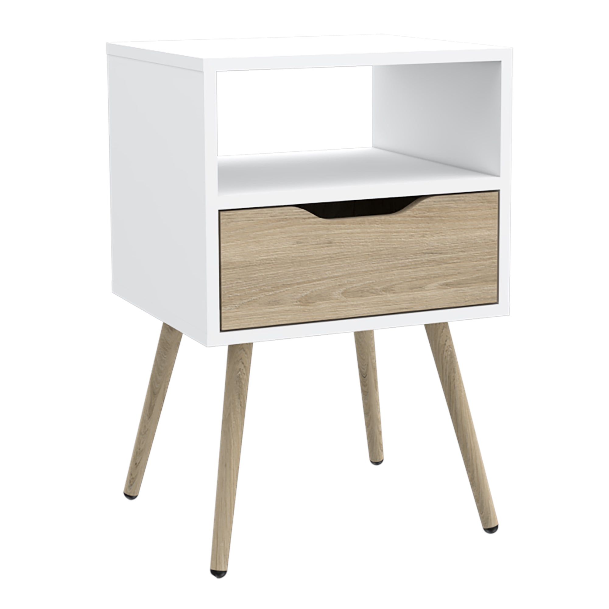 VELADOR FMFURNITURE 1 CAJON 40X63X35 CM FM 015B CAFÉ CLARO BLANCO - 1