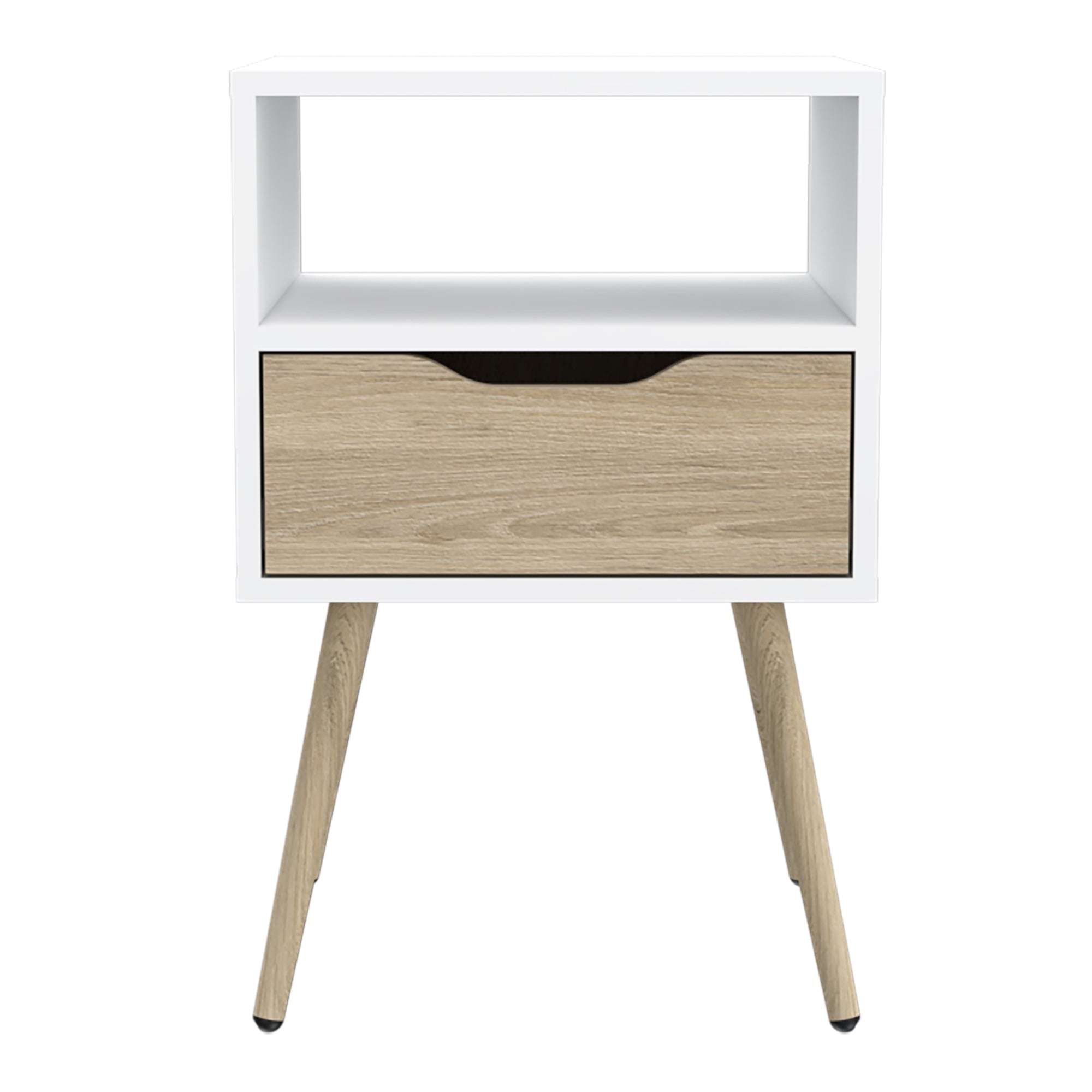 VELADOR FMFURNITURE 1 CAJON 40X63X35 CM FM 015B CAFÉ CLARO BLANCO - 2